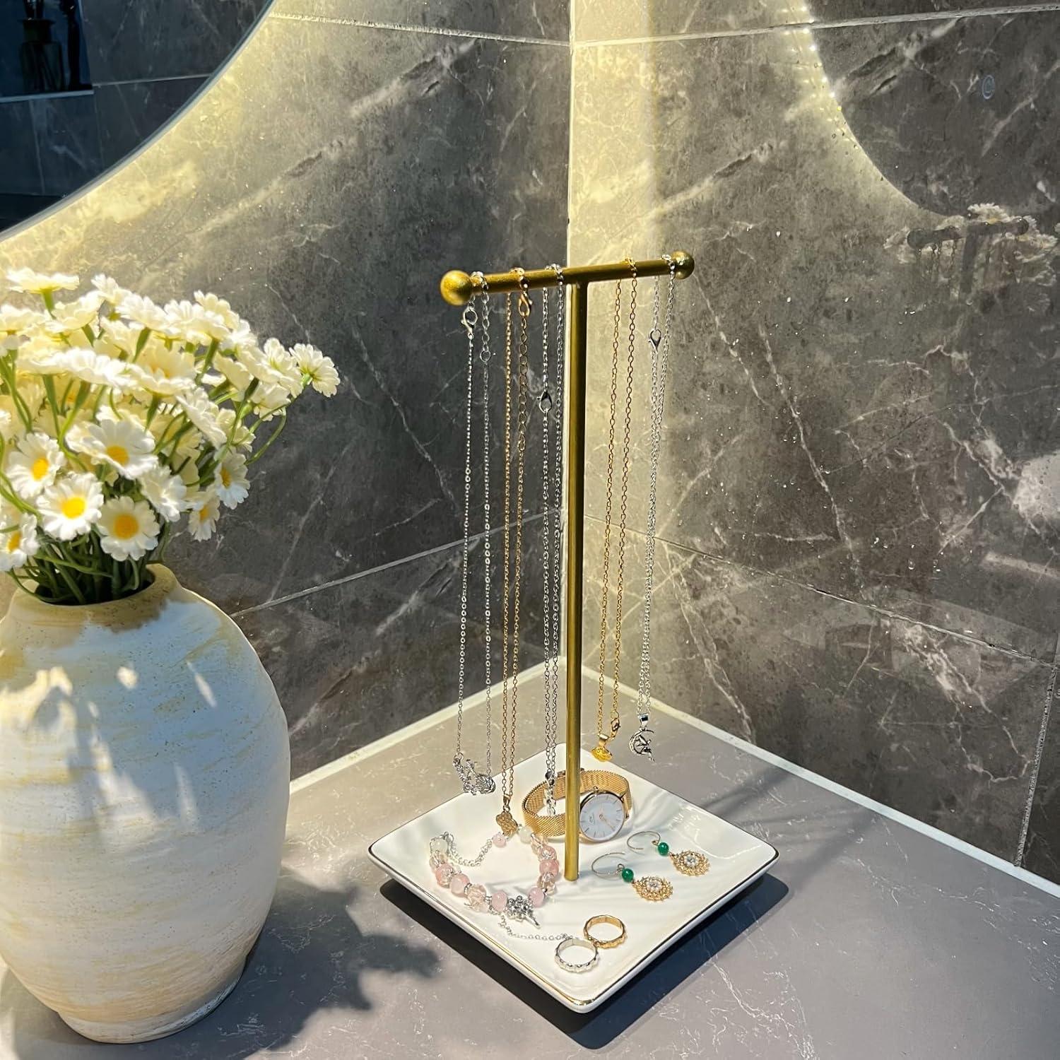 Soporte de Joyería JHJFRAWY con Plato de Cerámica 30.48 cm