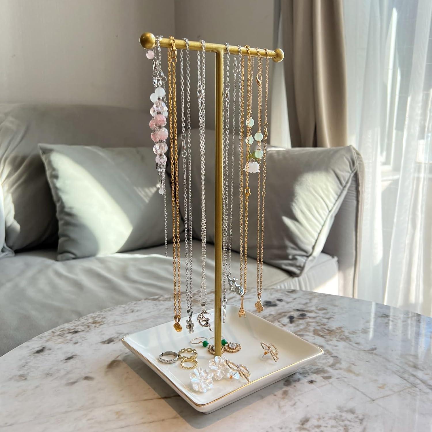 Soporte de Joyería JHJFRAWY con Plato de Cerámica 30.48 cm