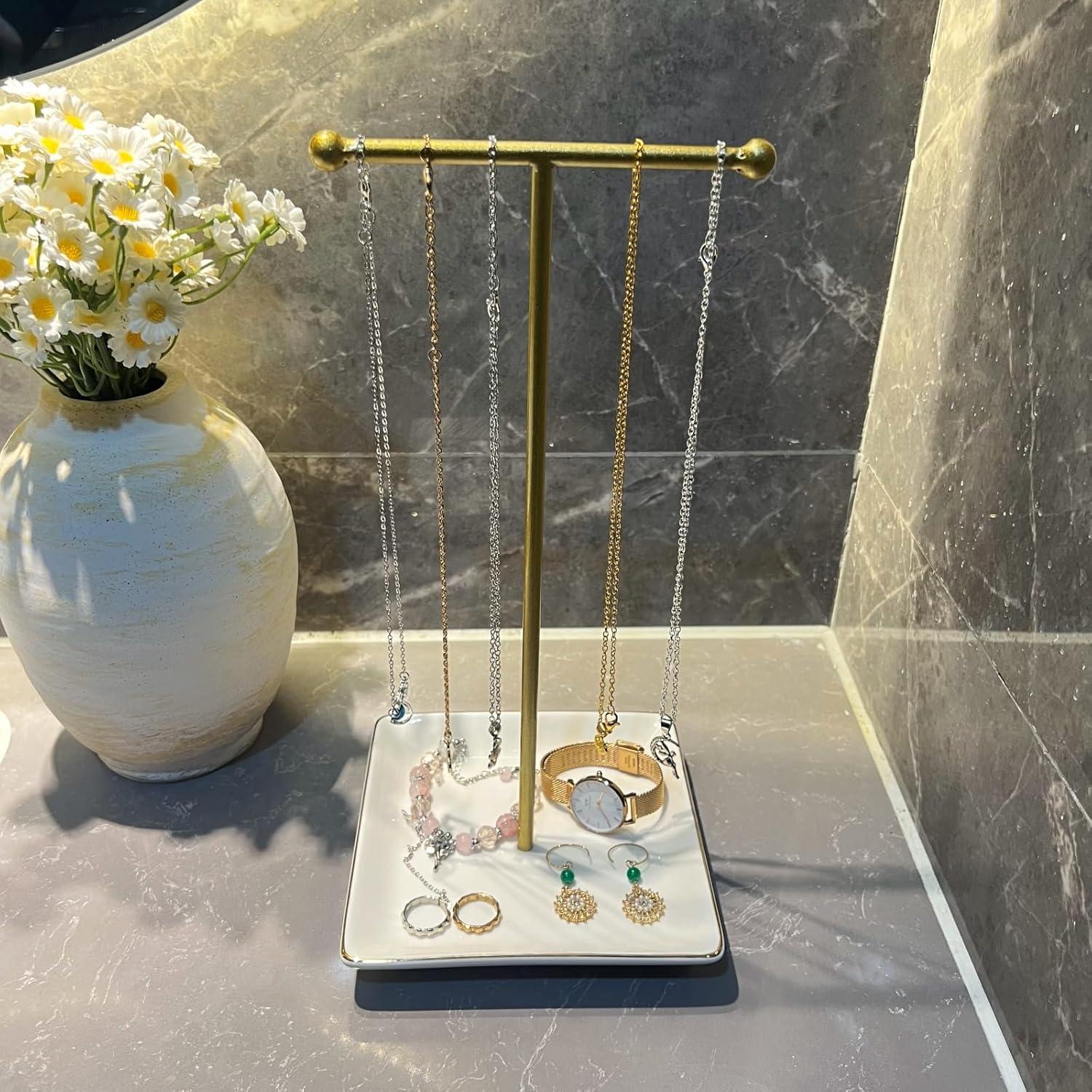 Soporte de Joyería JHJFRAWY con Plato de Cerámica 30.48 cm