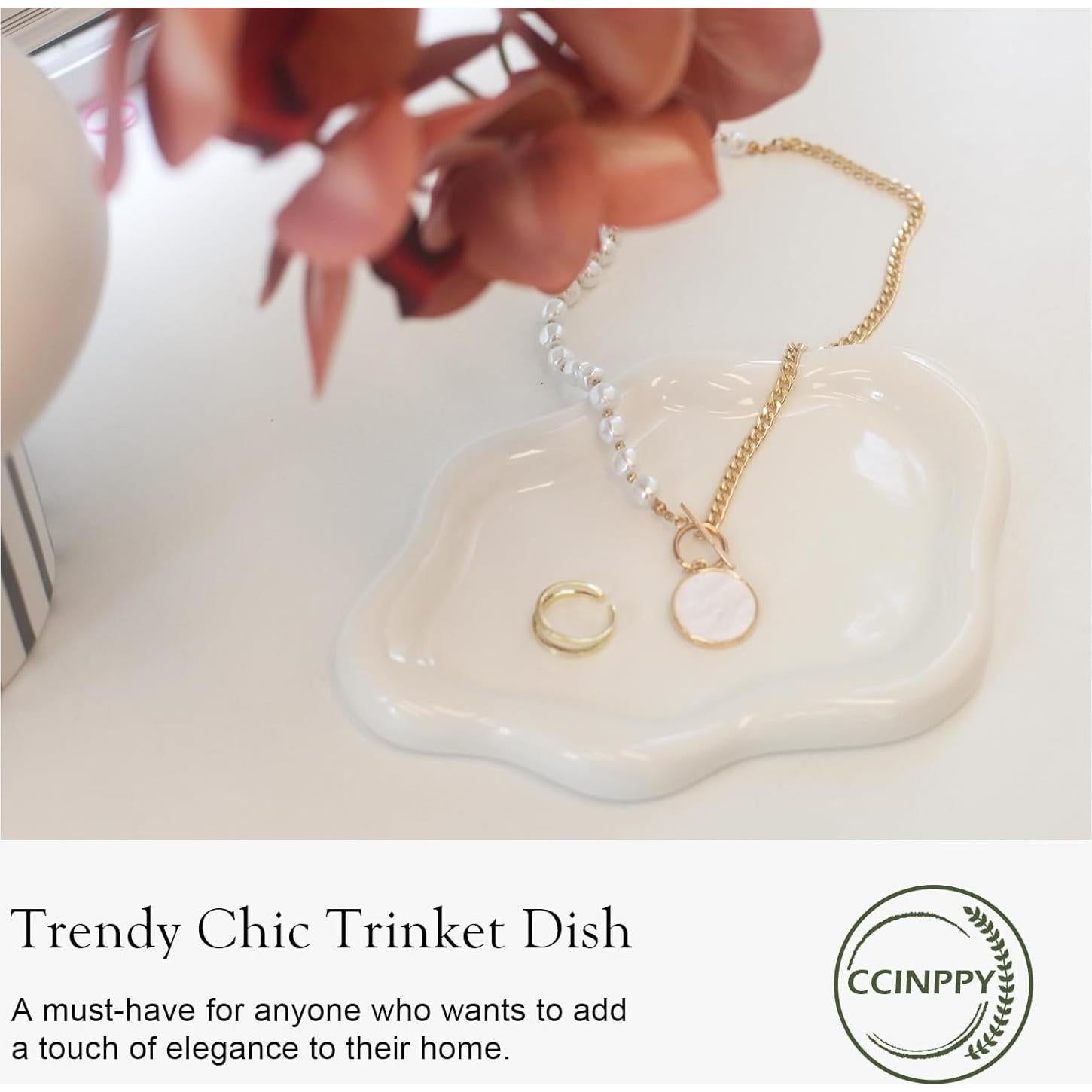 Plato de Joyería Cerámica CCINPPY Nube Blanco 19.6x13.5 cm