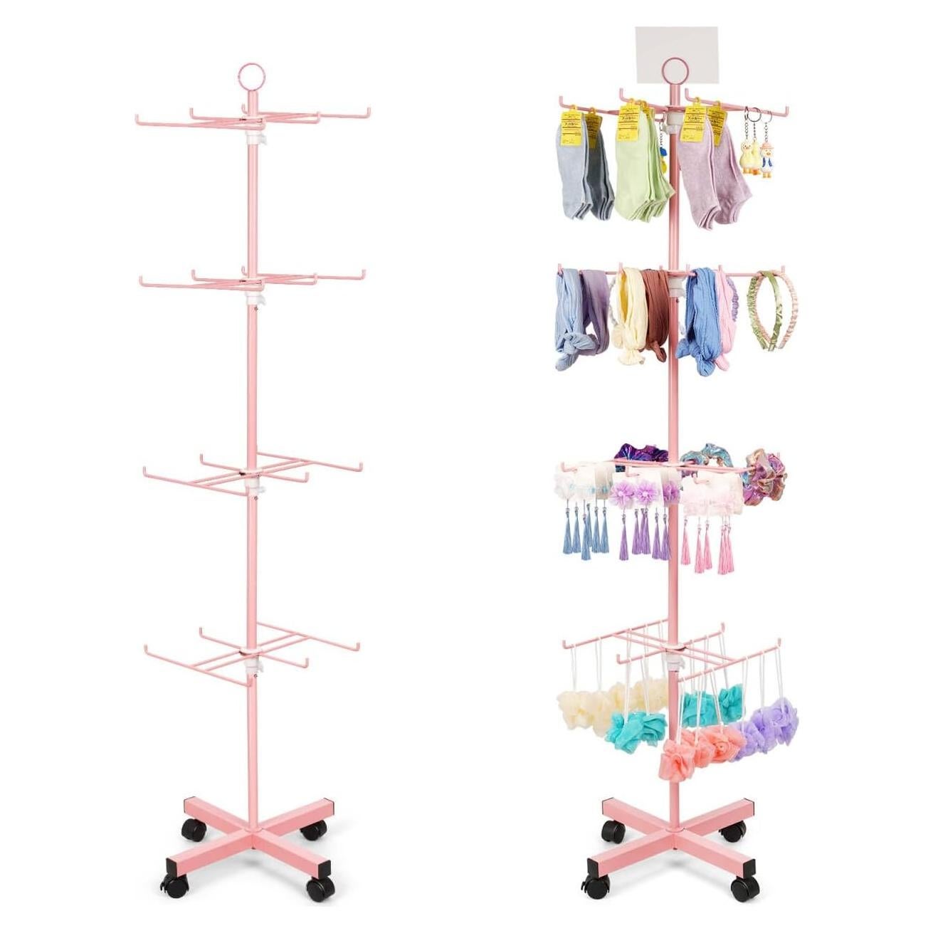 Soporte de Exhibición Giratorio Flenpptly 4 Niveles Ajustable Rosa
