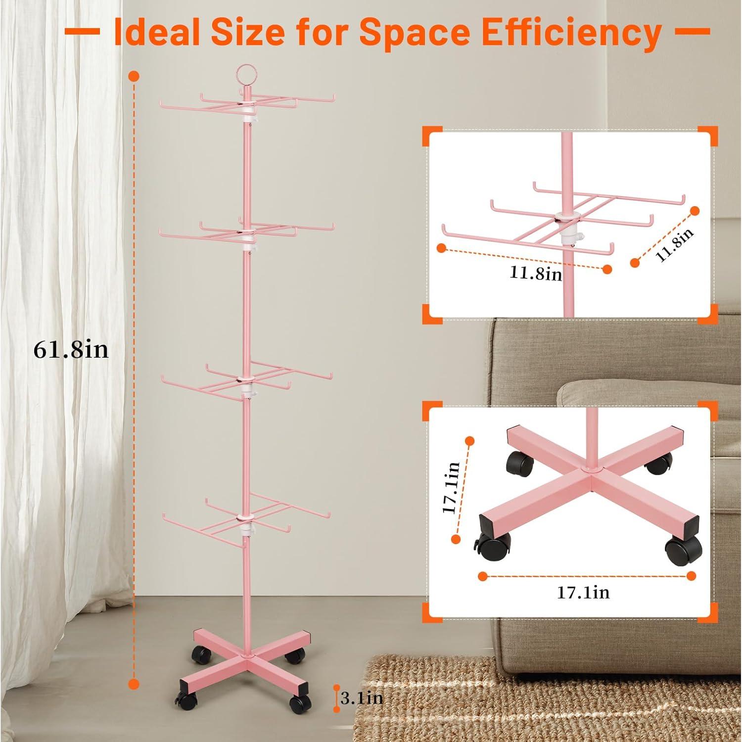 Soporte de Exhibición Giratorio Flenpptly 4 Niveles Ajustable Rosa
