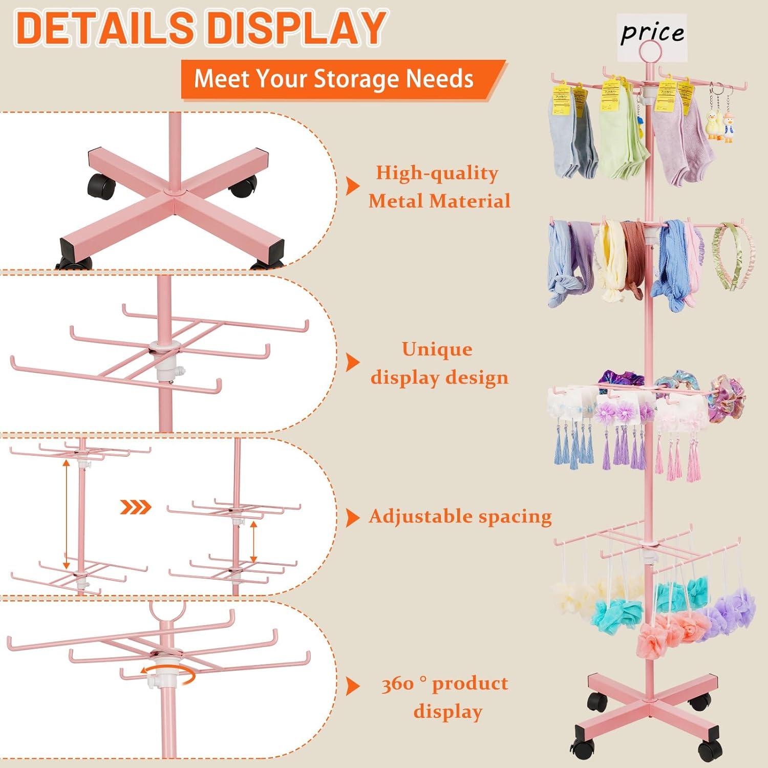 Soporte de Exhibición Giratorio Flenpptly 4 Niveles Ajustable Rosa
