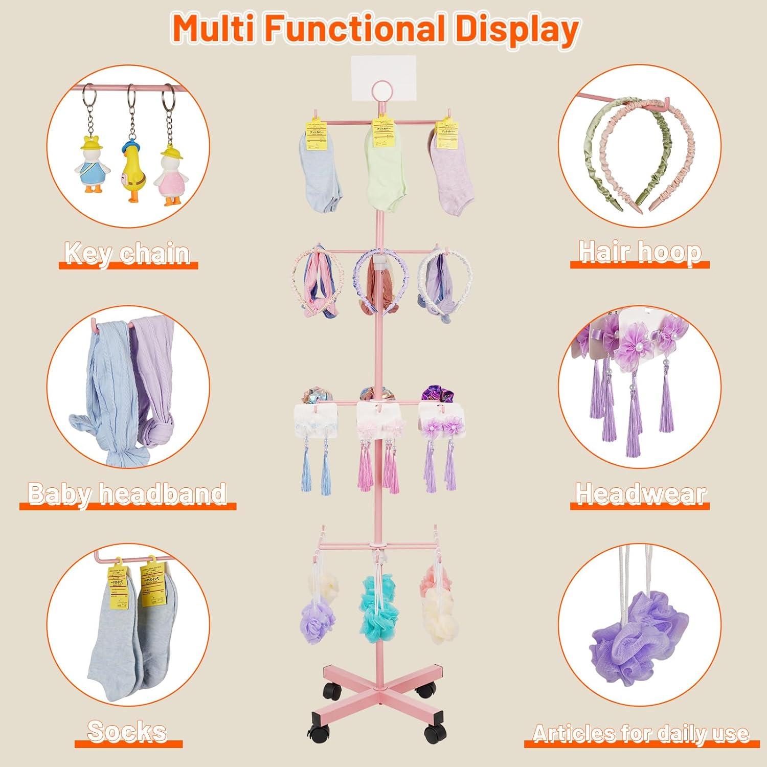 Soporte de Exhibición Giratorio Flenpptly 4 Niveles Ajustable Rosa