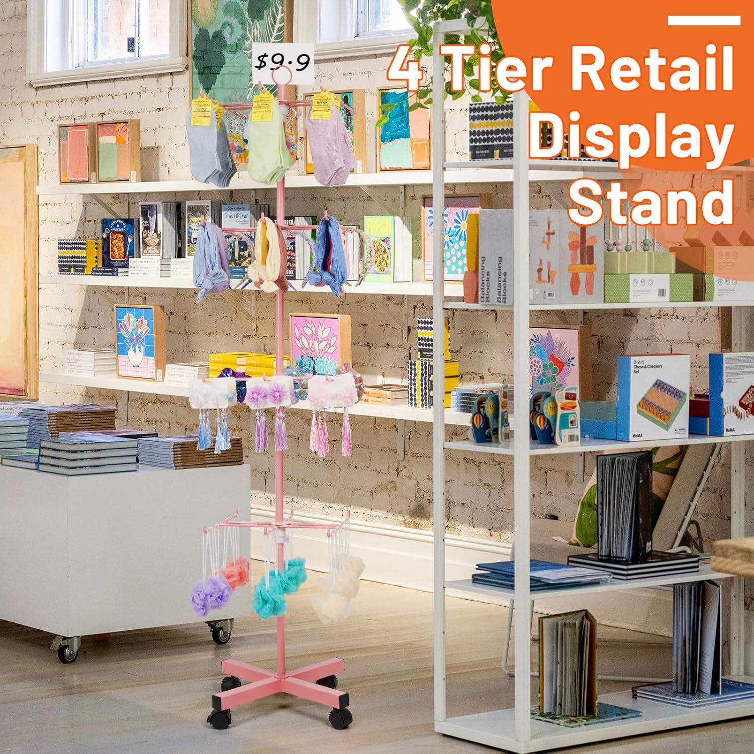 Soporte de Exhibición Giratorio Flenpptly 4 Niveles Ajustable Rosa