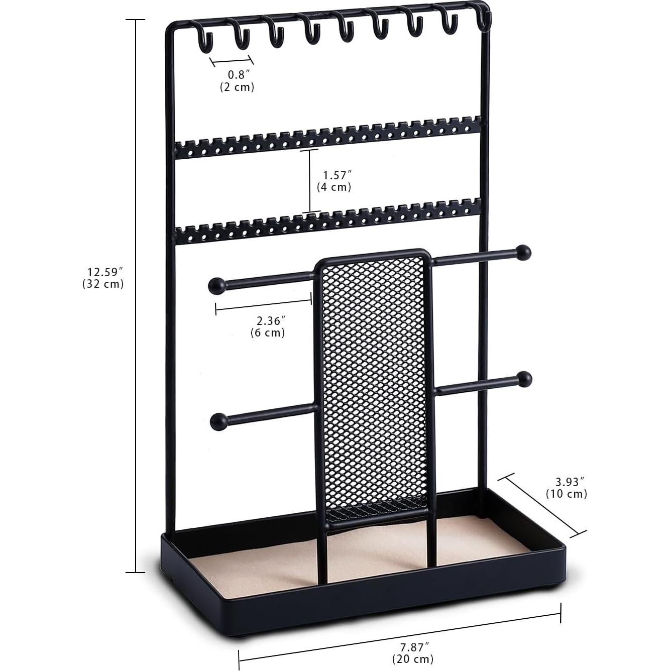 Organizador de Joyas Cut-Nic Negro 20x10x34 cm Metal Terciopelo