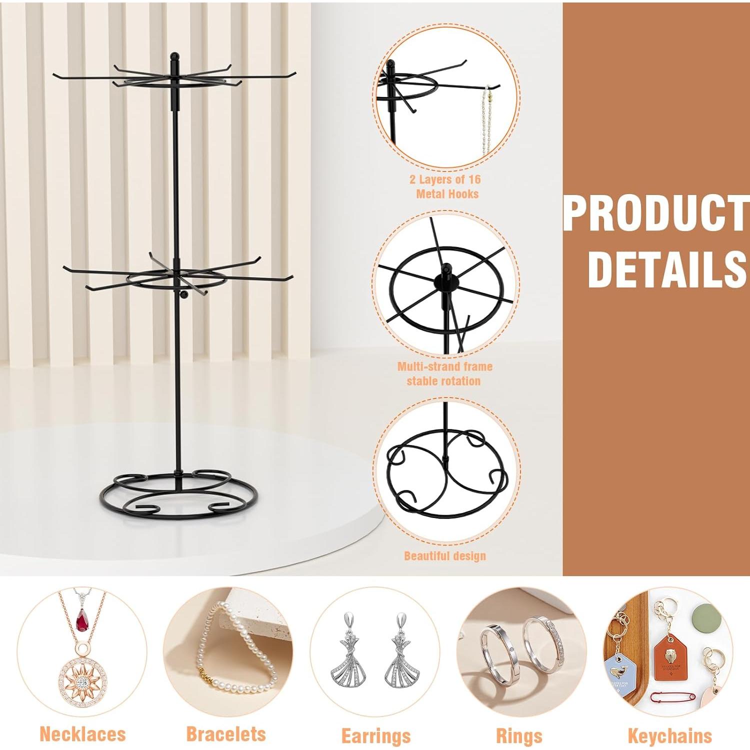 Organizador de Joyería JHJFRAWY Árbol Giratorio 2 Niveles 12 Ganchos