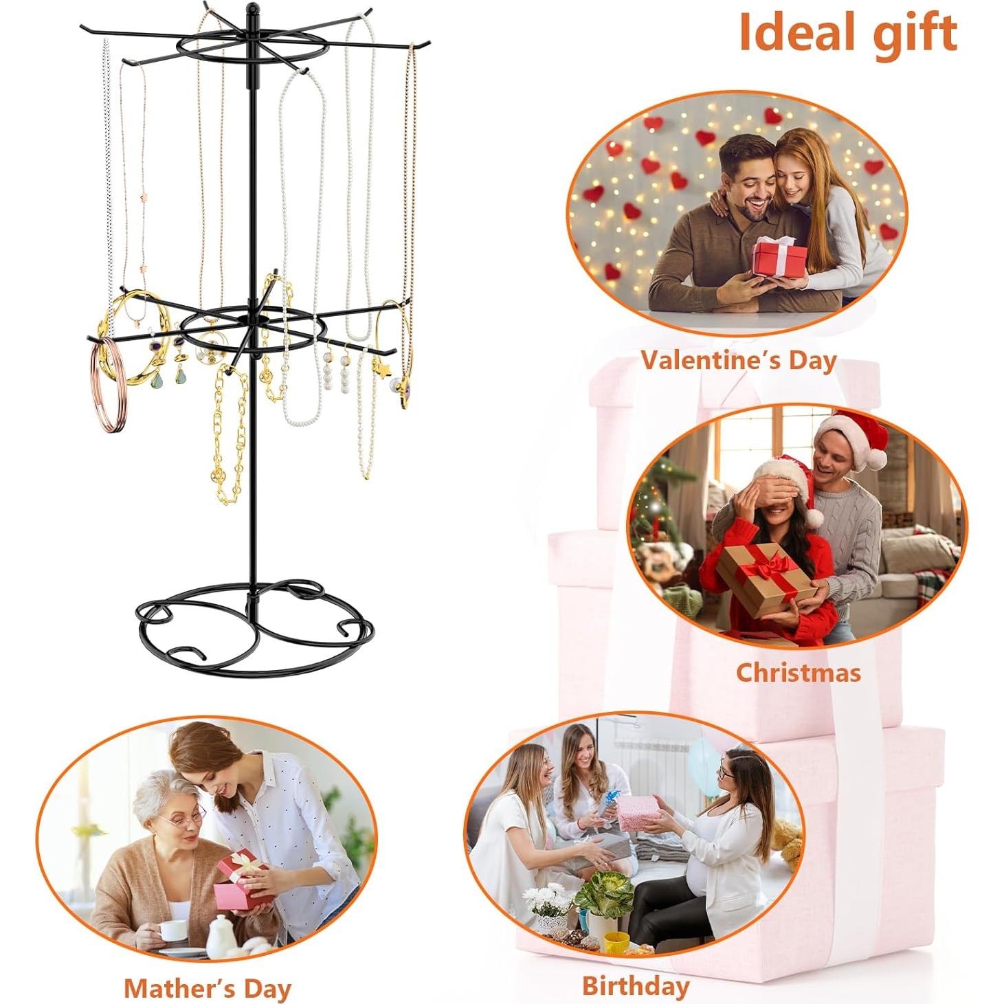 Organizador de Joyería JHJFRAWY Árbol Giratorio 2 Niveles 12 Ganchos