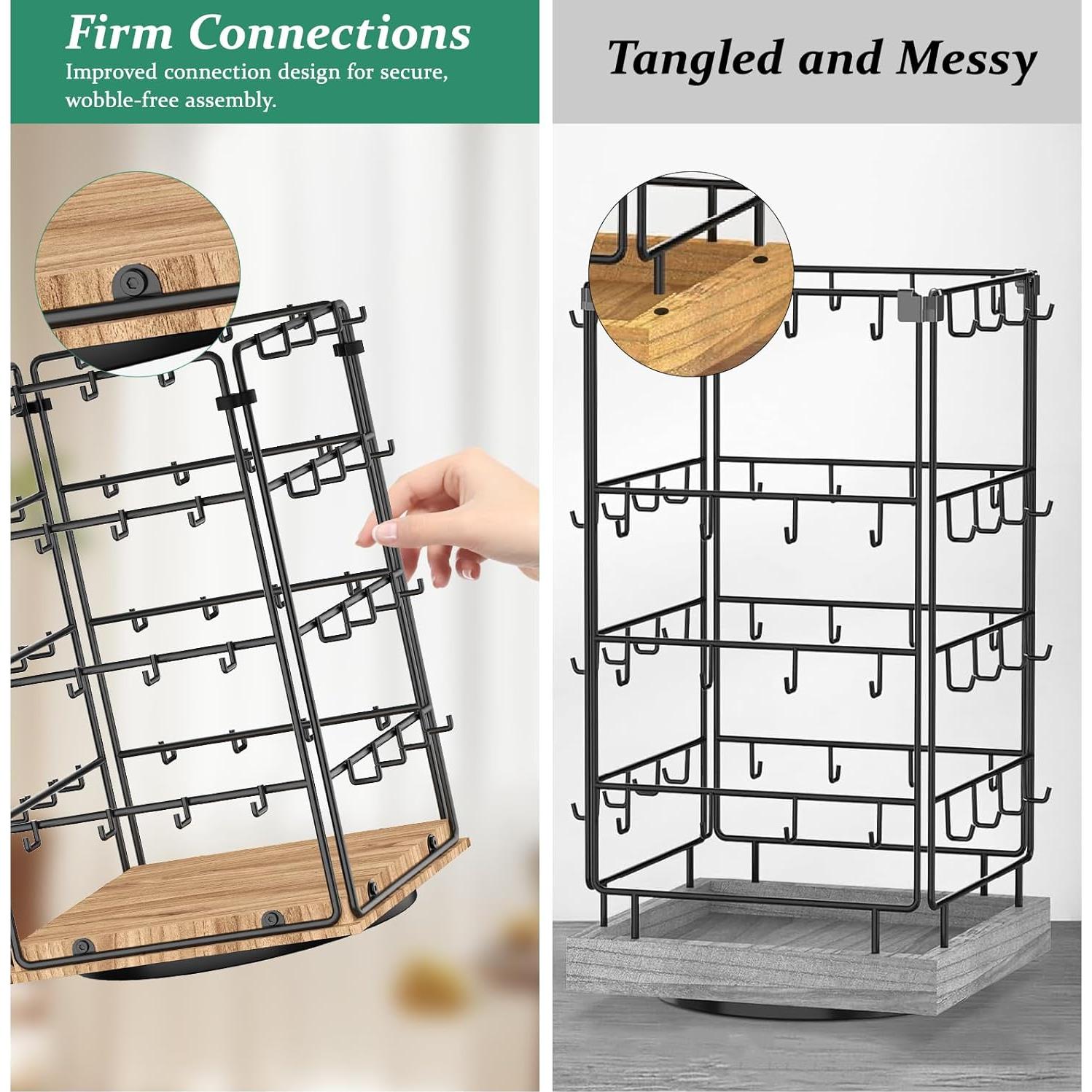Soporte de Joyería Rotatorio KEIMIXJIA 4 Niveles 64 Ganchos