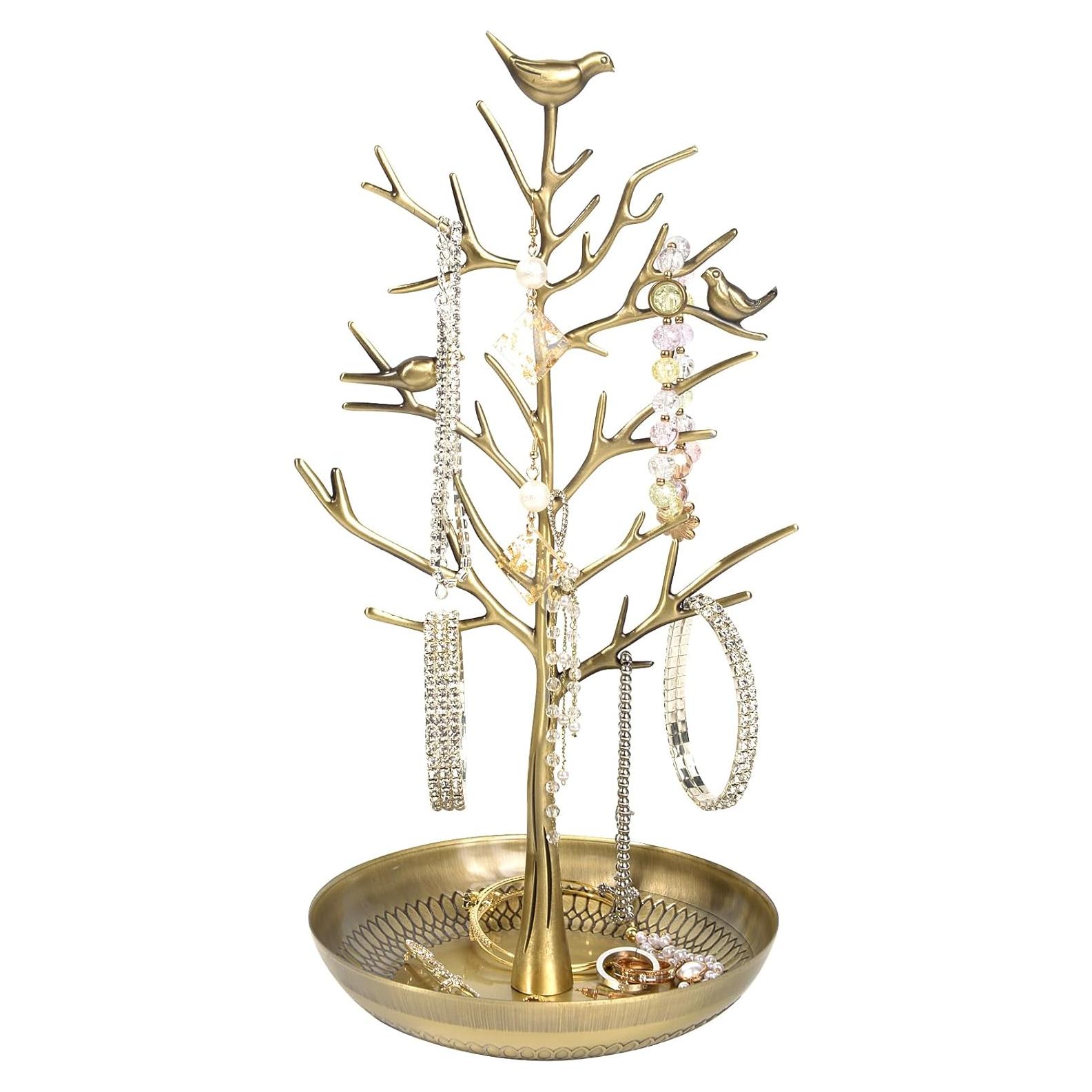 Organizador de Joyería ChezMax Árbol Dorado 30 cm Metal