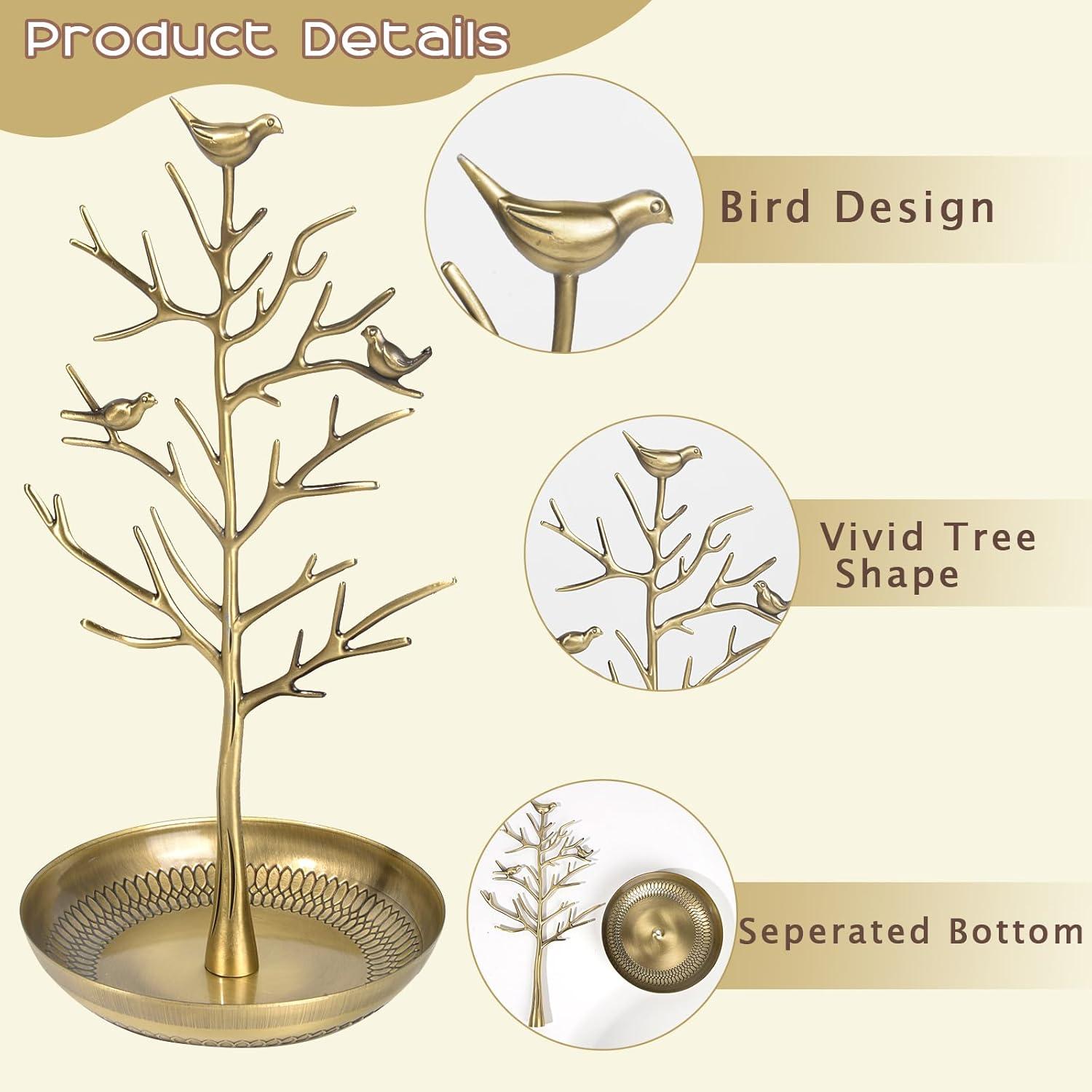 Organizador de Joyería ChezMax Árbol Dorado 30 cm Metal