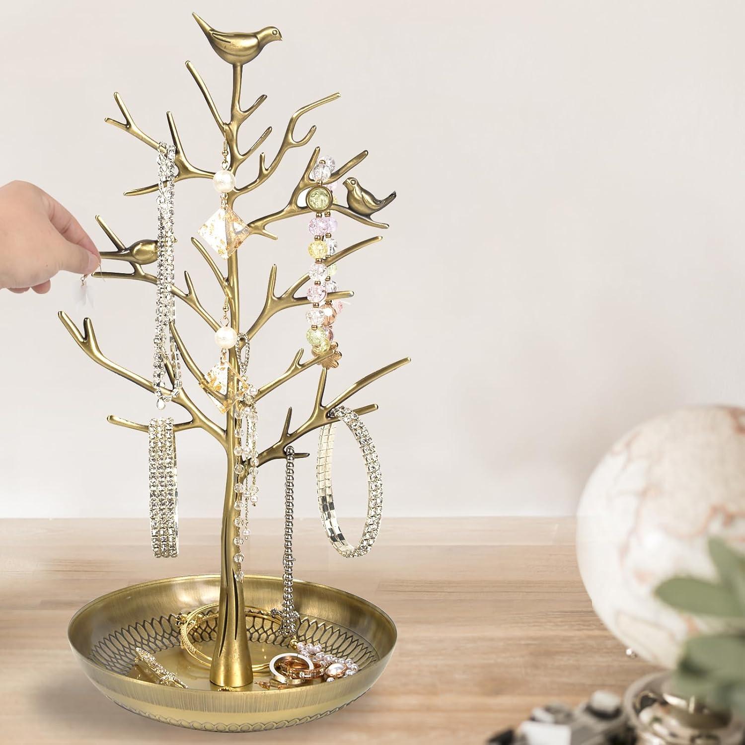 Organizador de Joyería ChezMax Árbol Dorado 30 cm Metal