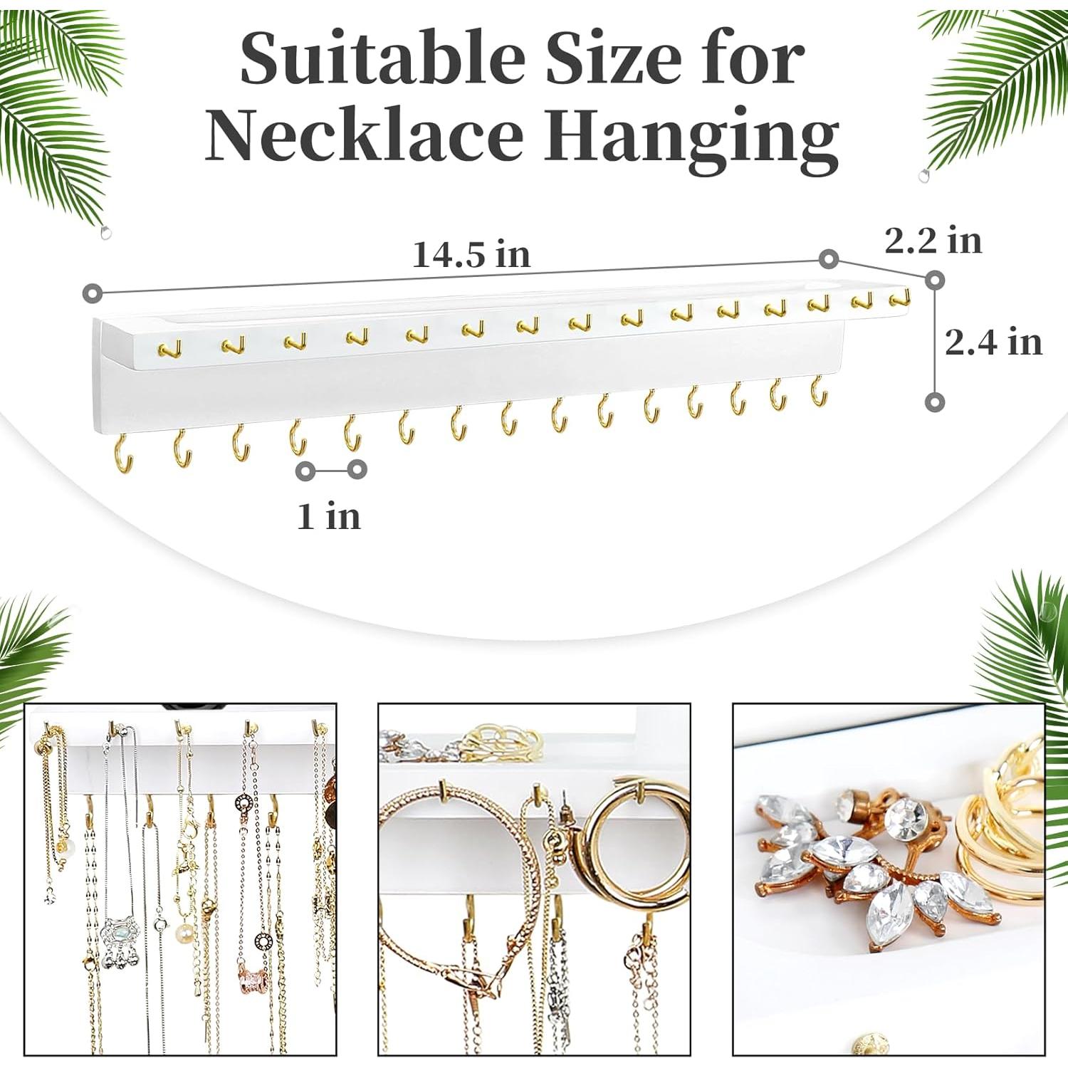 Soporte para Collares YYILIS Blanco con 30 Ganchos y Bandeja