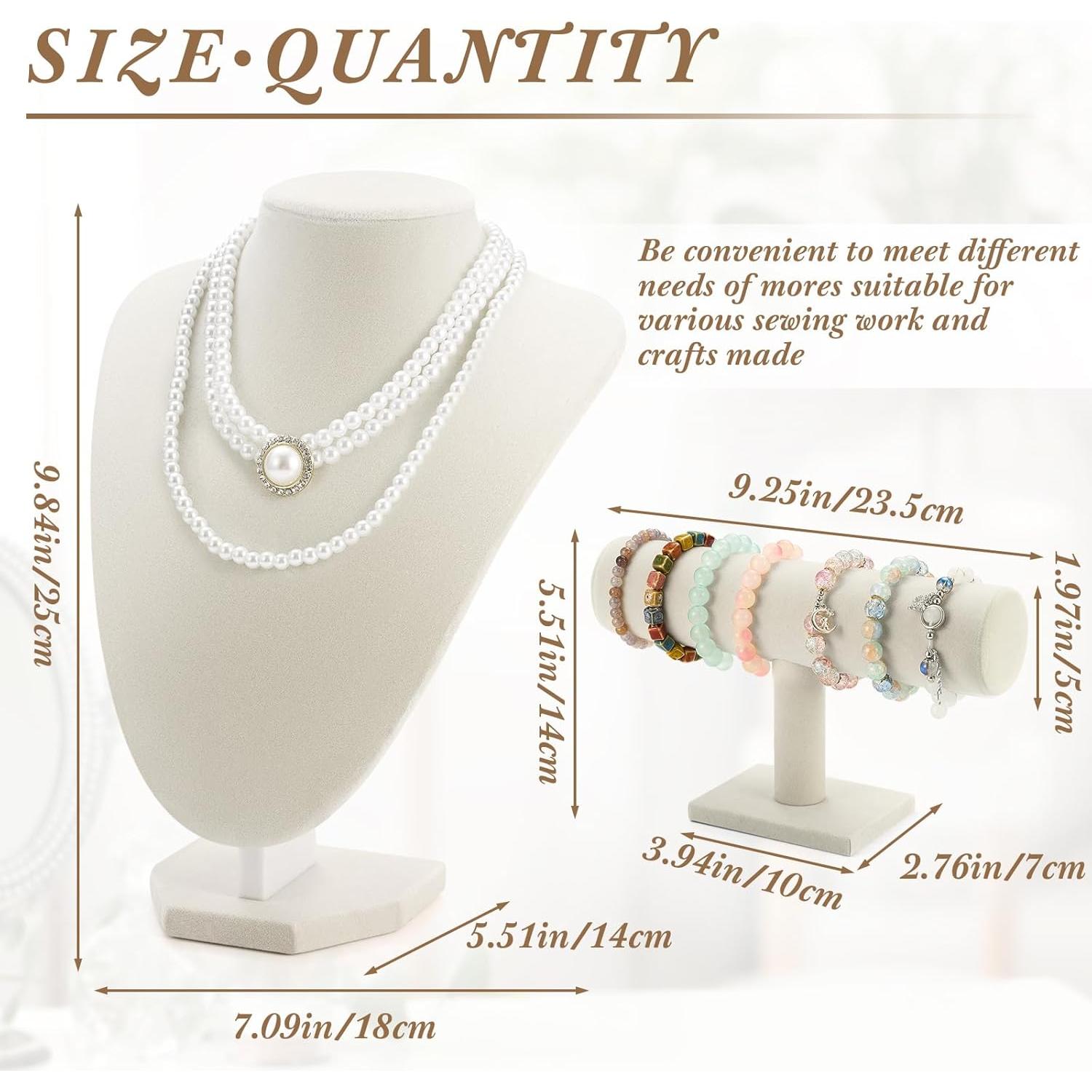 Juego de Exhibición de Joyería Huquary 6 Pcs Beige Terciopelo