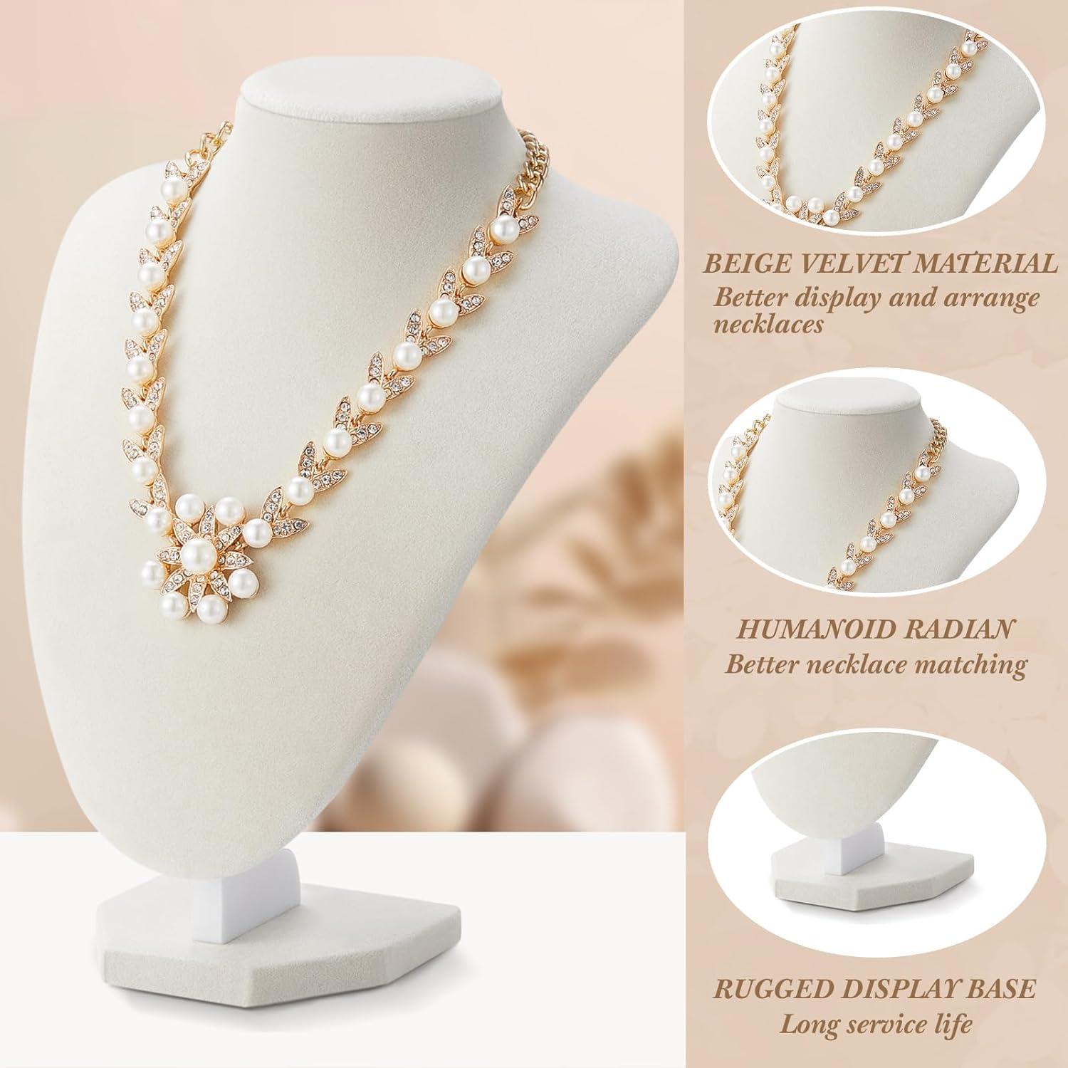 Juego de Exhibición de Joyería Huquary 6 Pcs Beige Terciopelo