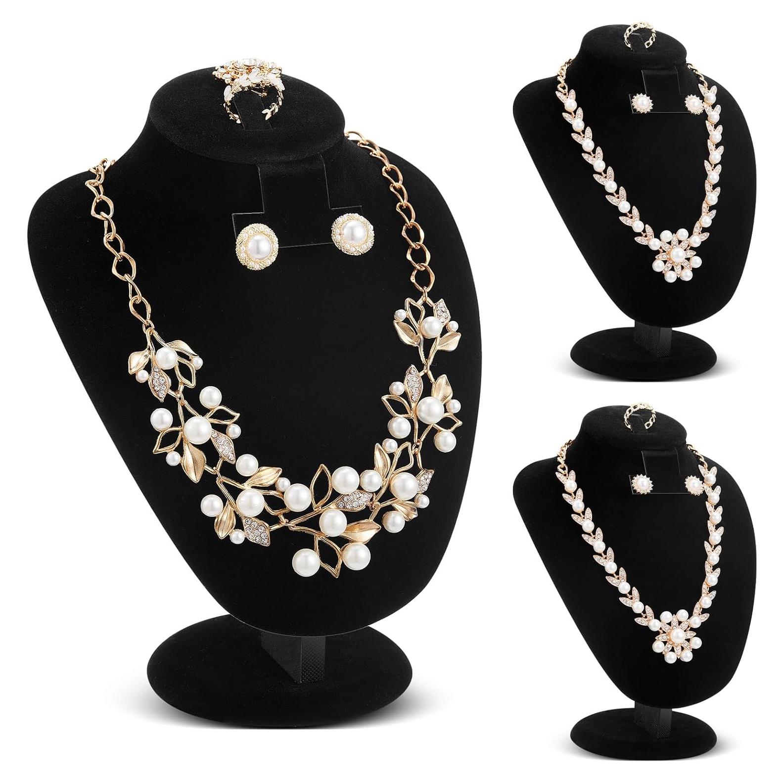 Soporte de Exhibición de Joyería Youyole 3 Pcs Terciopelo Negro