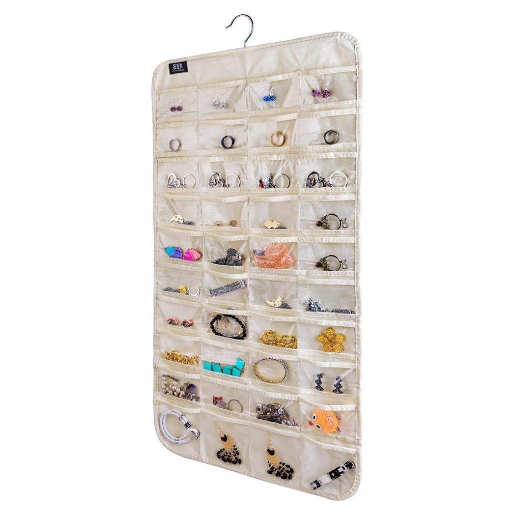 Organizador de Joyería Colgante BB Brotrade 80 Bolsillos Beige