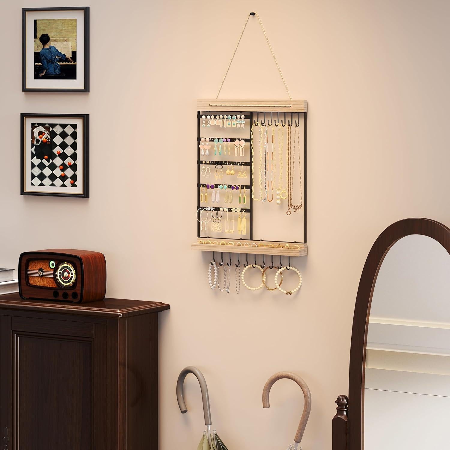 Organizador de Joyería Colgante Feyejade Negro 5 Niveles