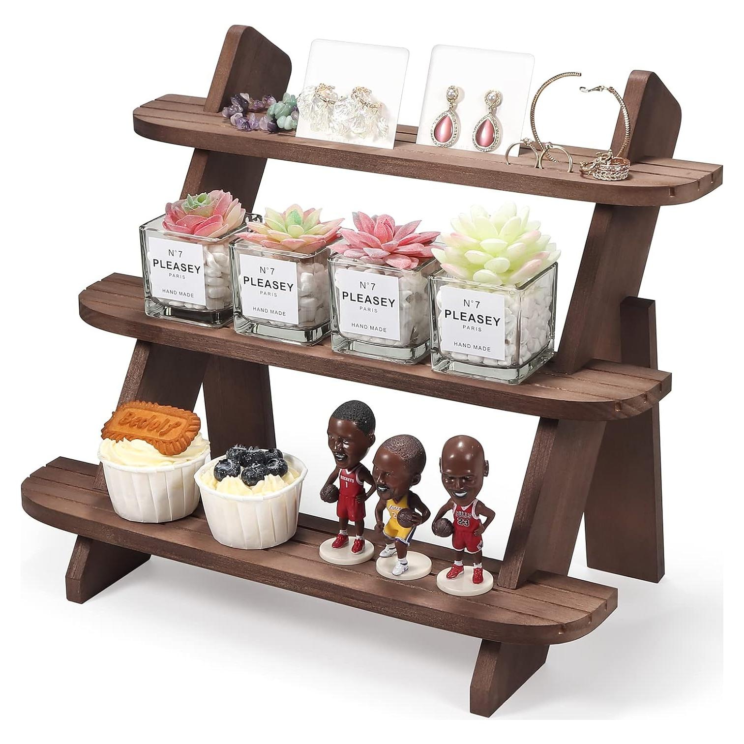 Soporte de Exhibición de Madera WHEARTED 3 Niveles Nuez