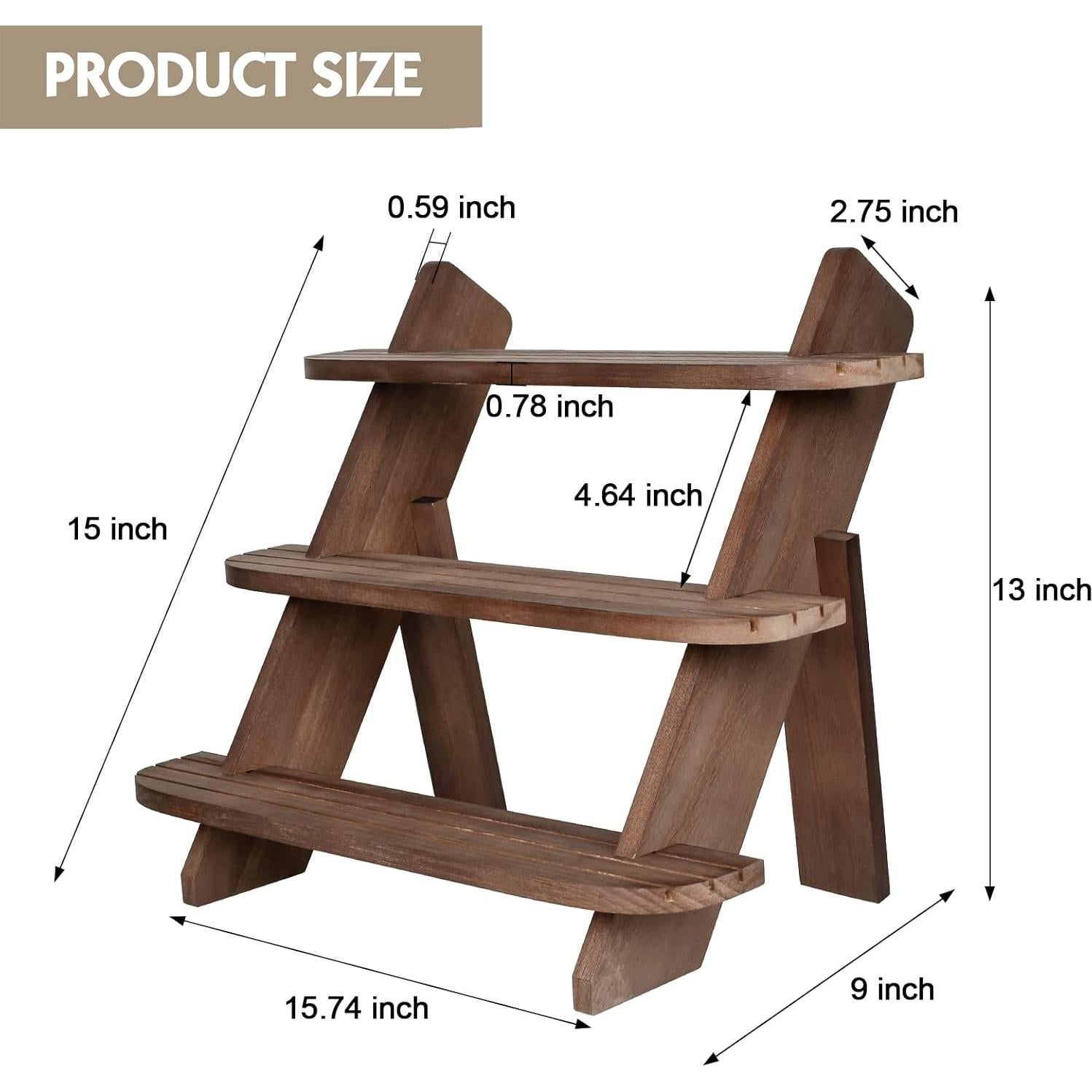 Soporte de Exhibición de Madera WHEARTED 3 Niveles Nuez