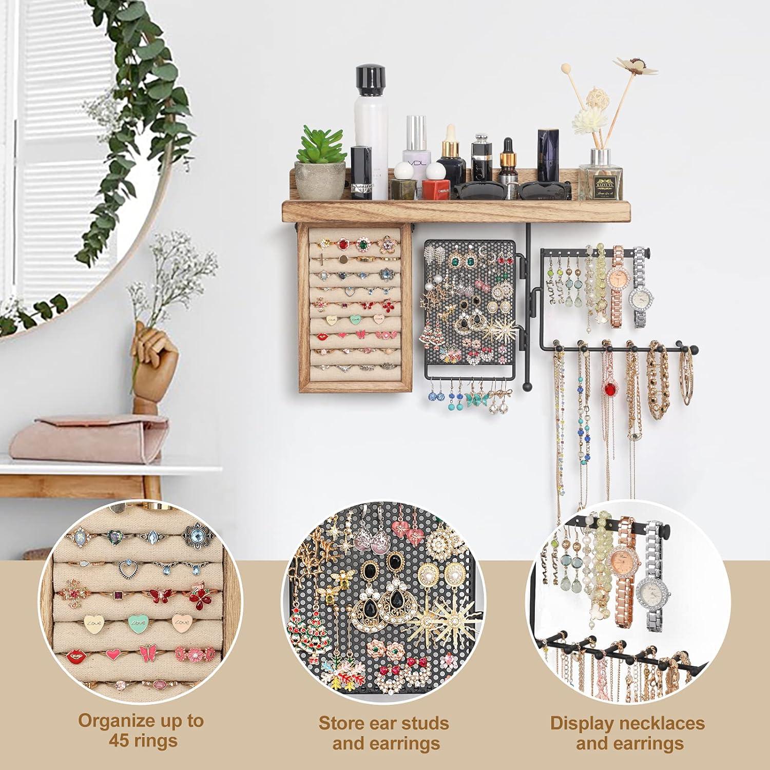 Organizador de Joyería Colgante SOLIMINTR 4 en 1 con Estante