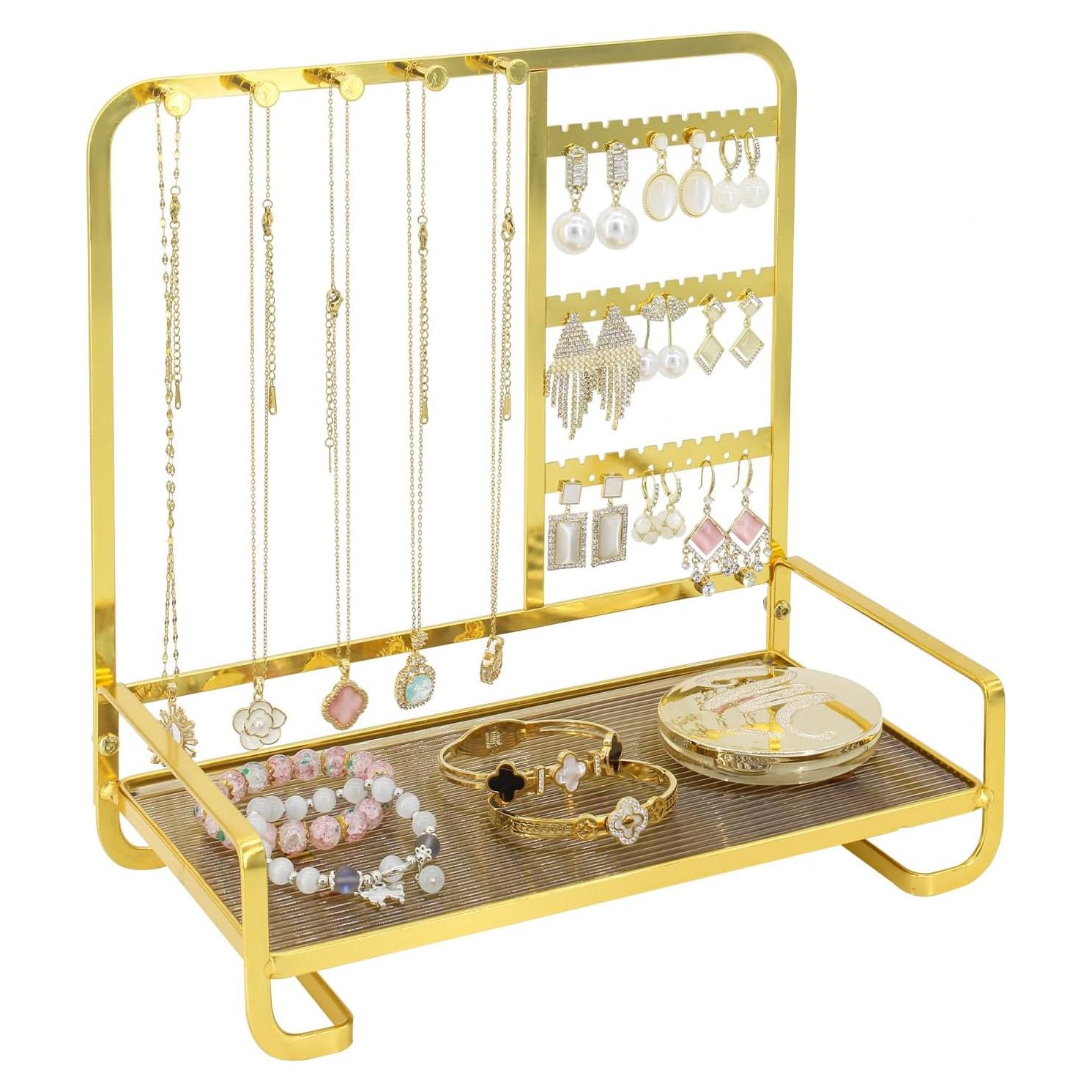Organizador de Joyería KOOAAICCHI Metal y Acrílico Dorado