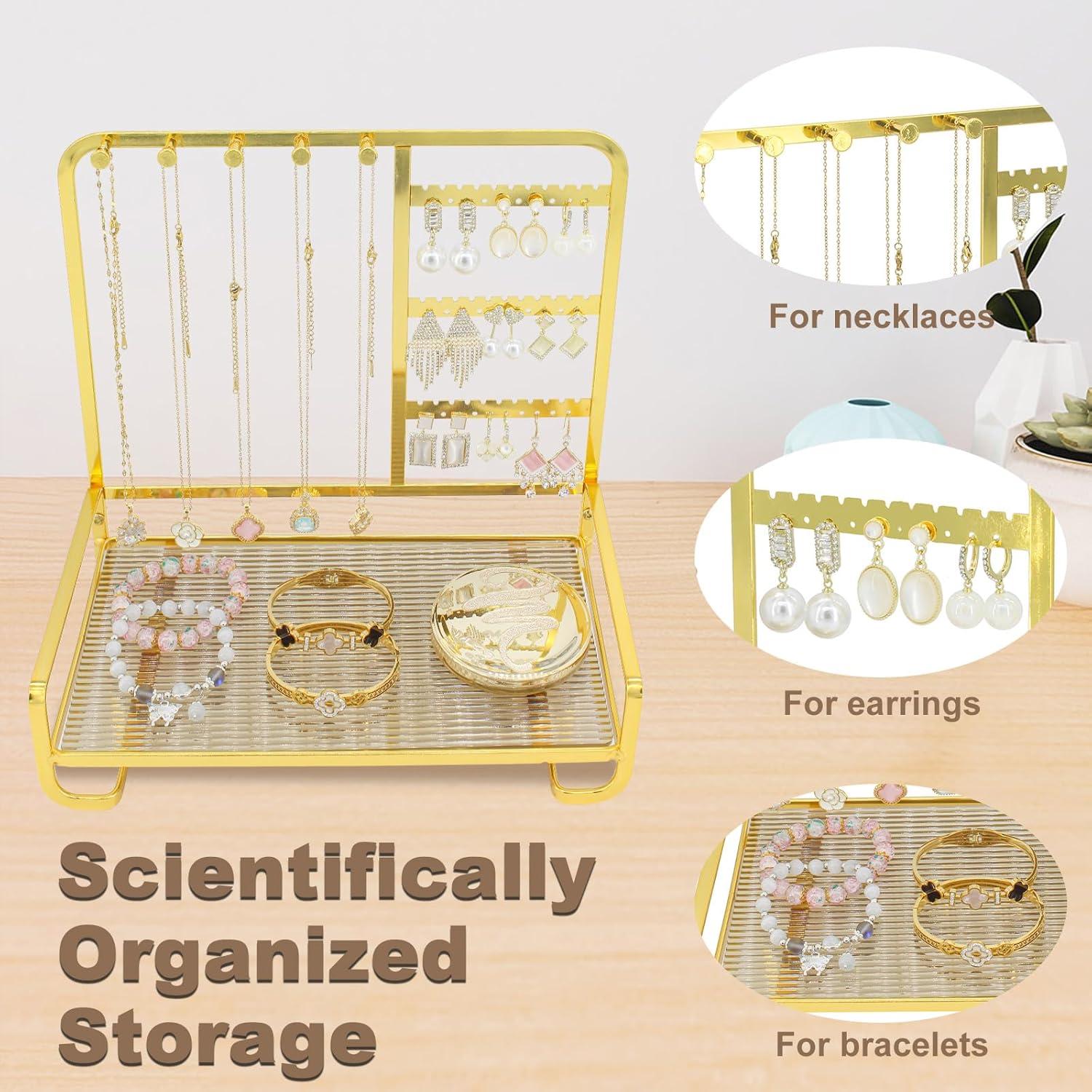 Organizador de Joyería KOOAAICCHI Metal y Acrílico Dorado