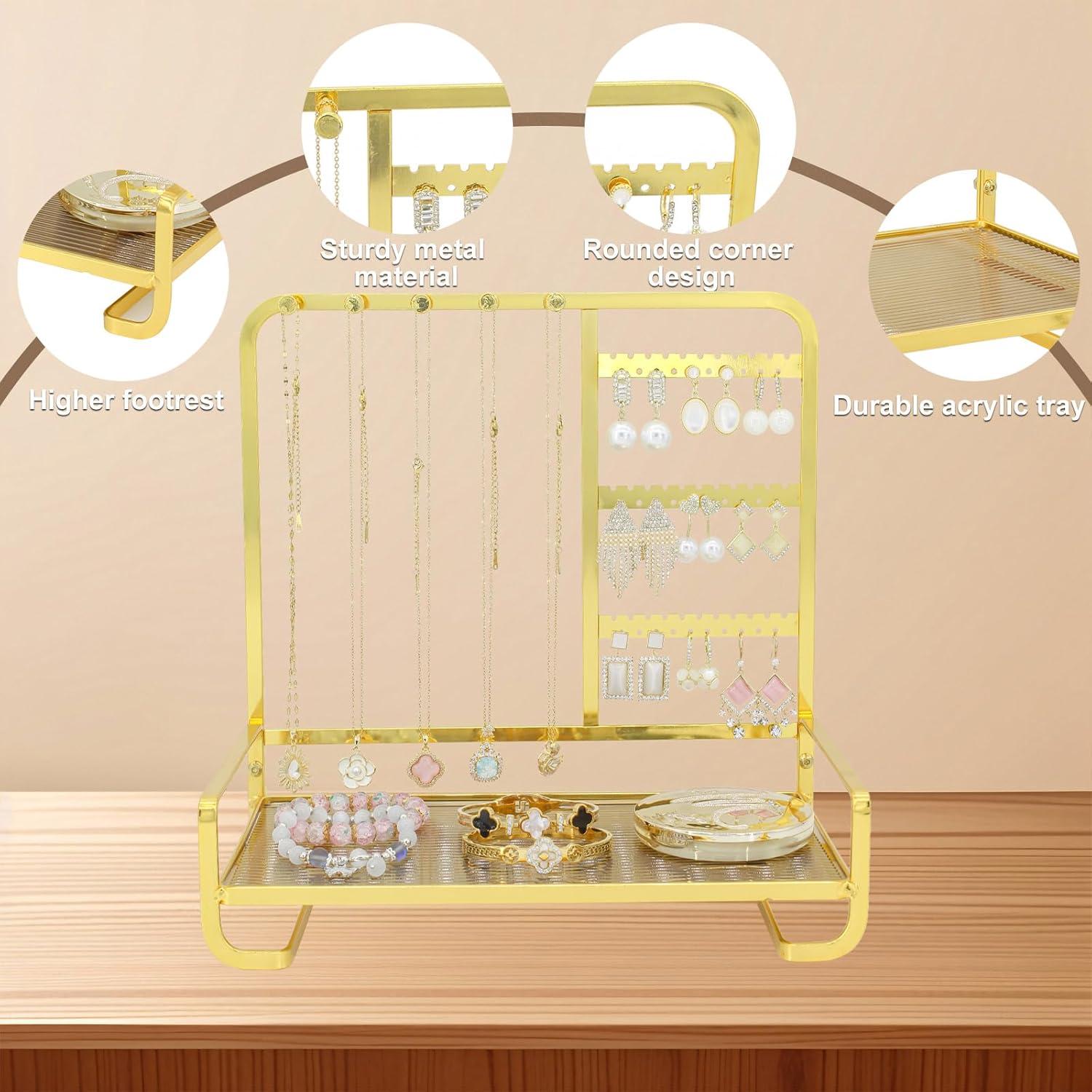 Organizador de Joyería KOOAAICCHI Metal y Acrílico Dorado