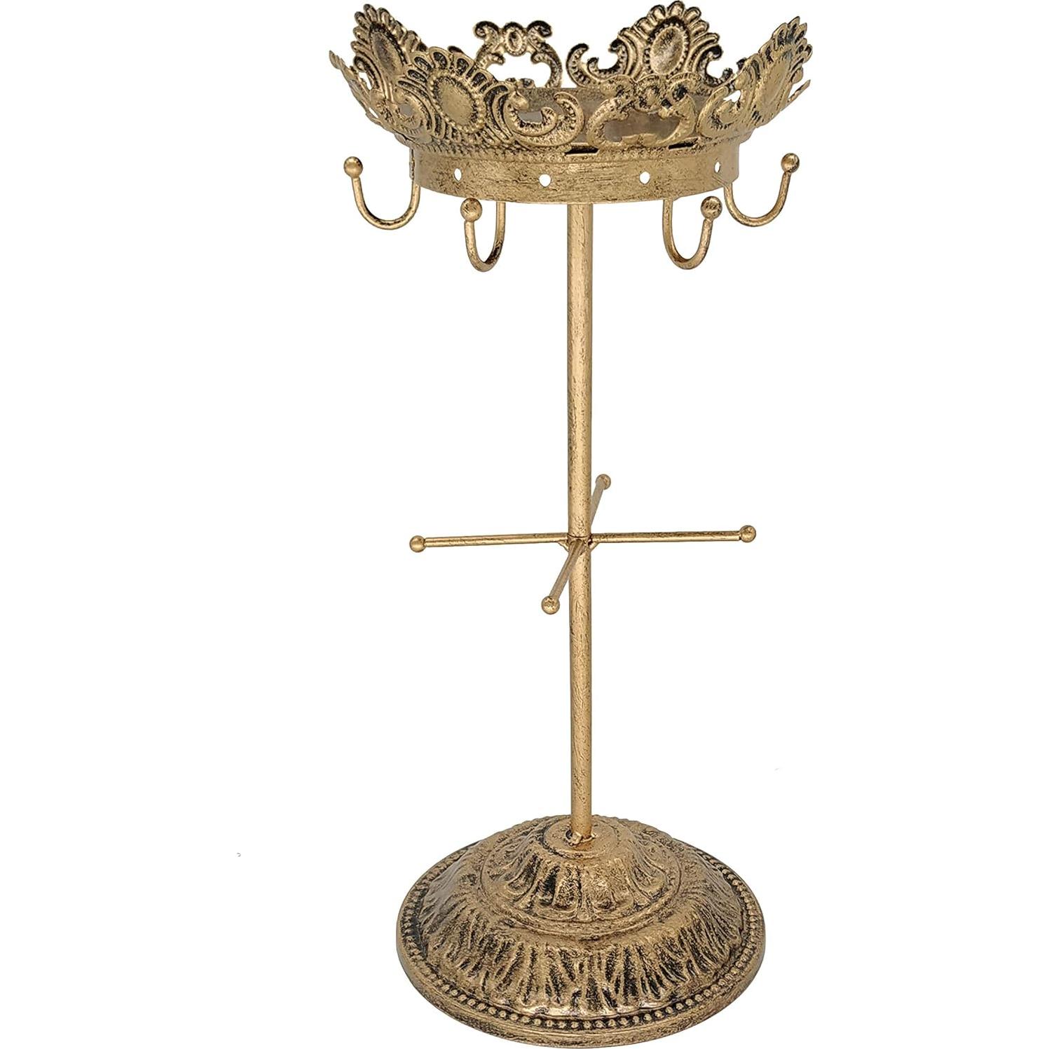 Metal Jewelry Organizer Tower Necklace Tree Bracelet Display Stand w/Hairclip Holder w/Organizer Tree (Bronze)