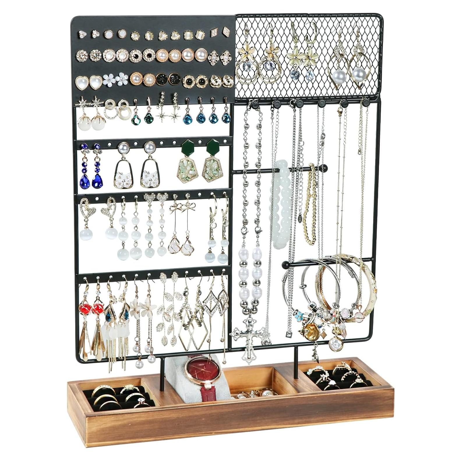 Soporte Organizador de Joyas Sovia - 84 Agujeros para Aretes, Negro