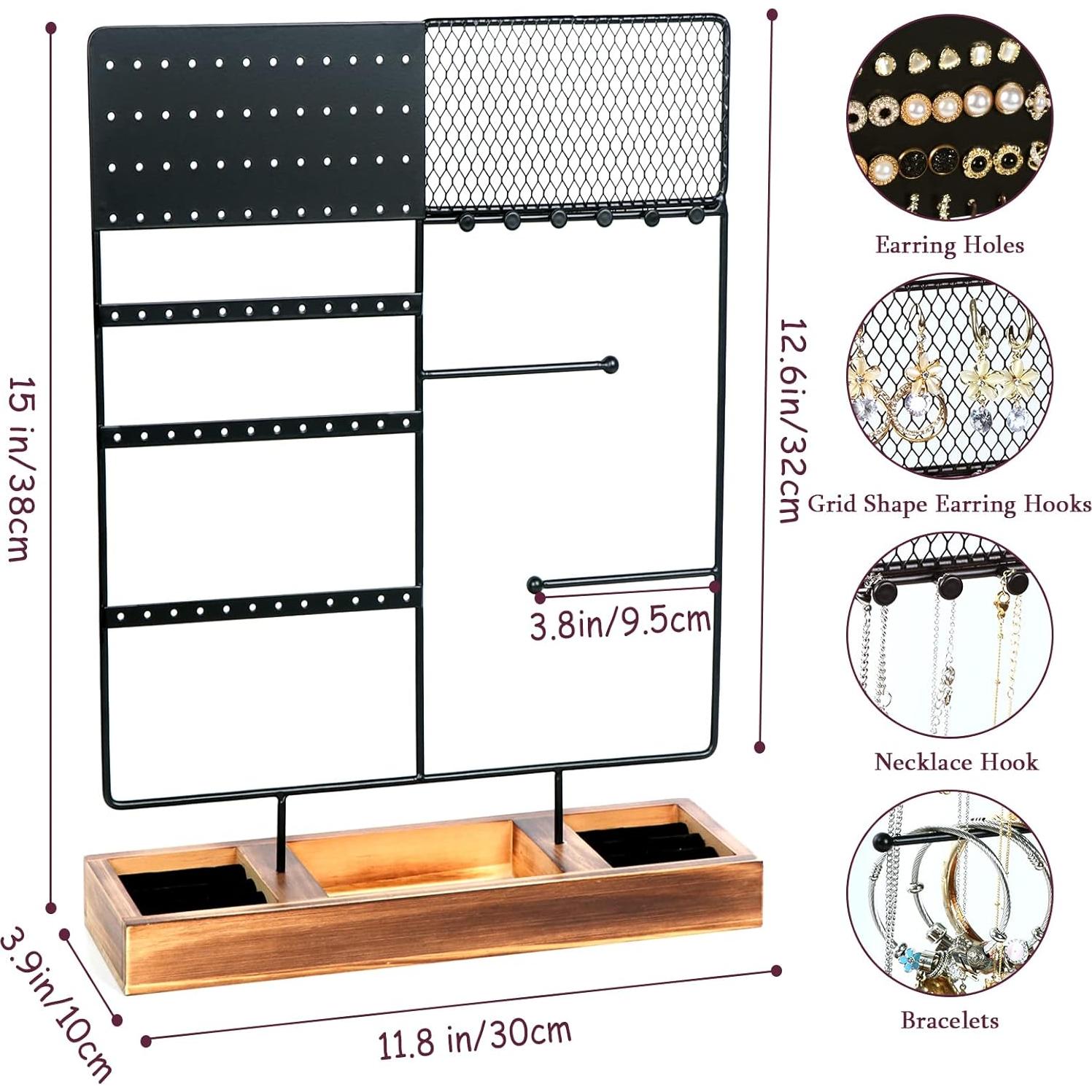 Soporte Organizador de Joyas Sovia - 84 Agujeros para Aretes, Negro