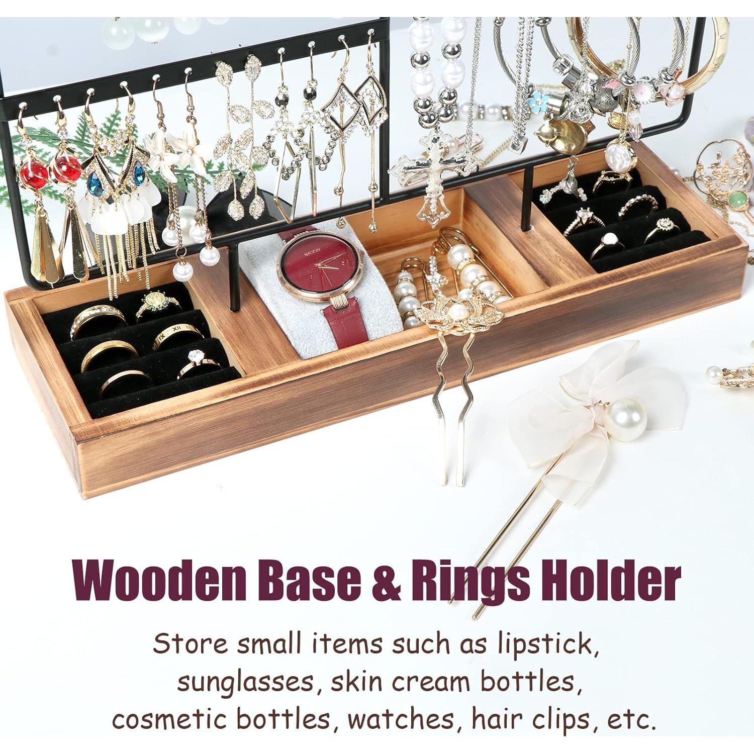 Soporte Organizador de Joyas Sovia - 84 Agujeros para Aretes, Negro