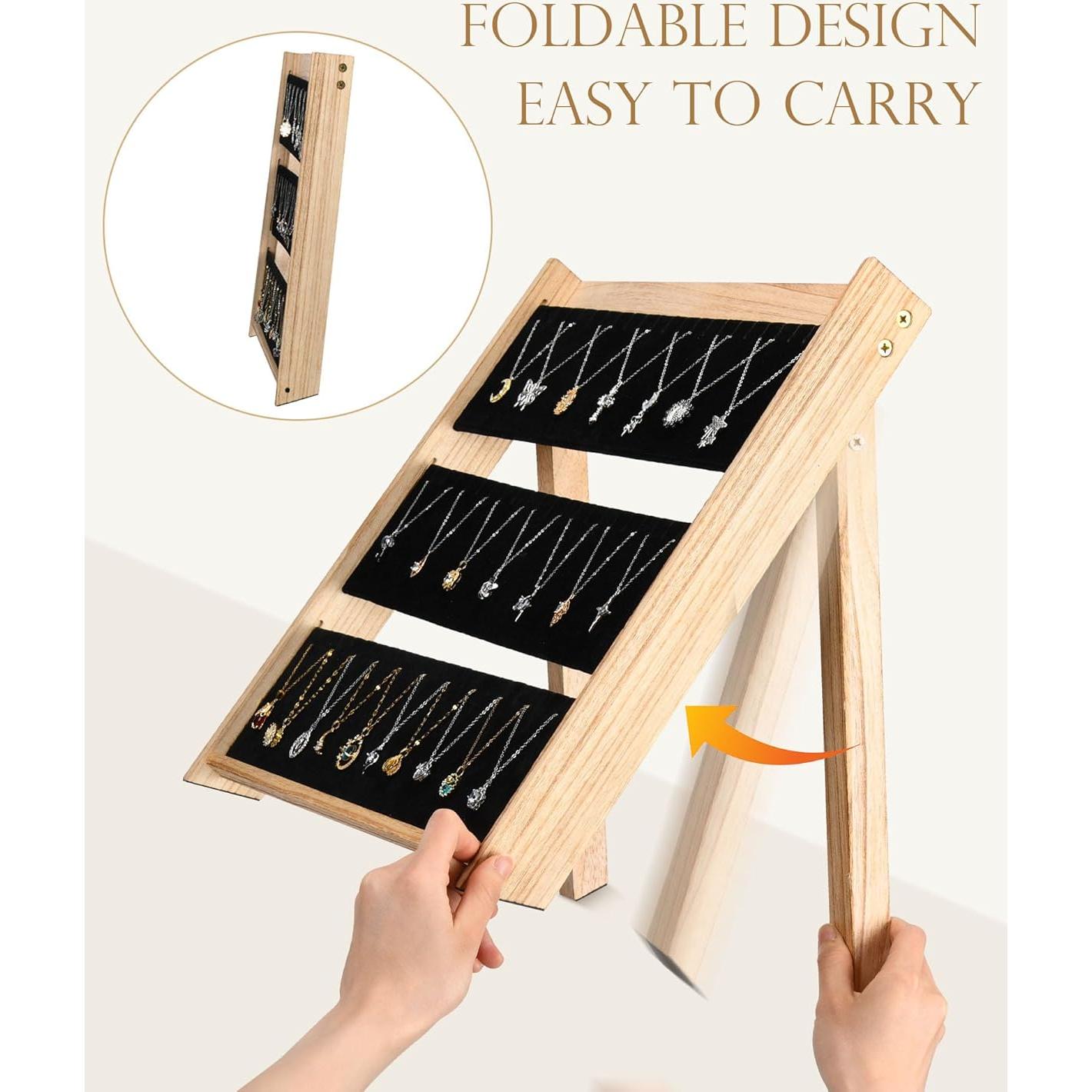 Exhibidor de Collares Plegable Bulado 3 Niveles 66 Ranuras