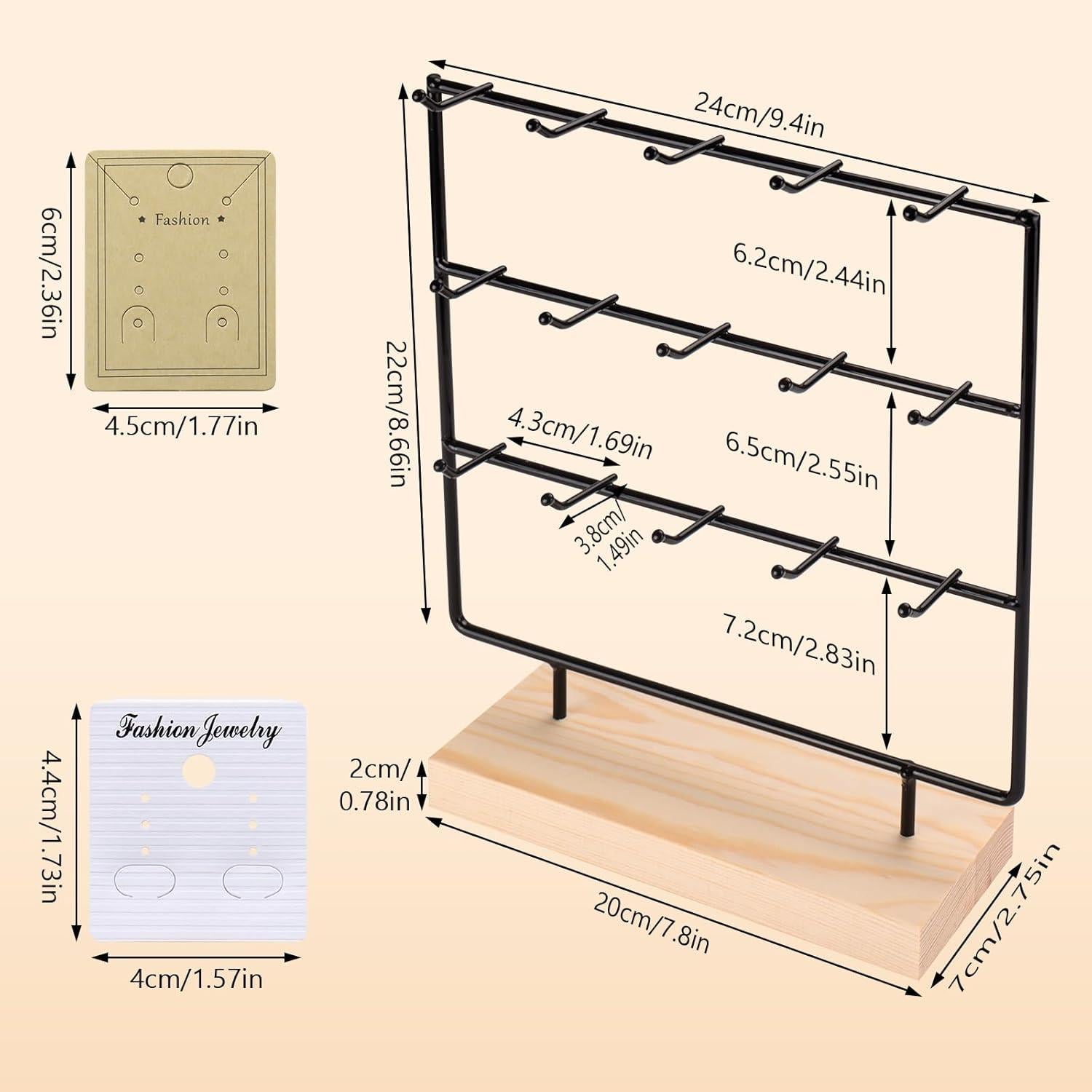 Soporte para Pendientes RNTBWD 3 Niveles 15 Ganchos Negro