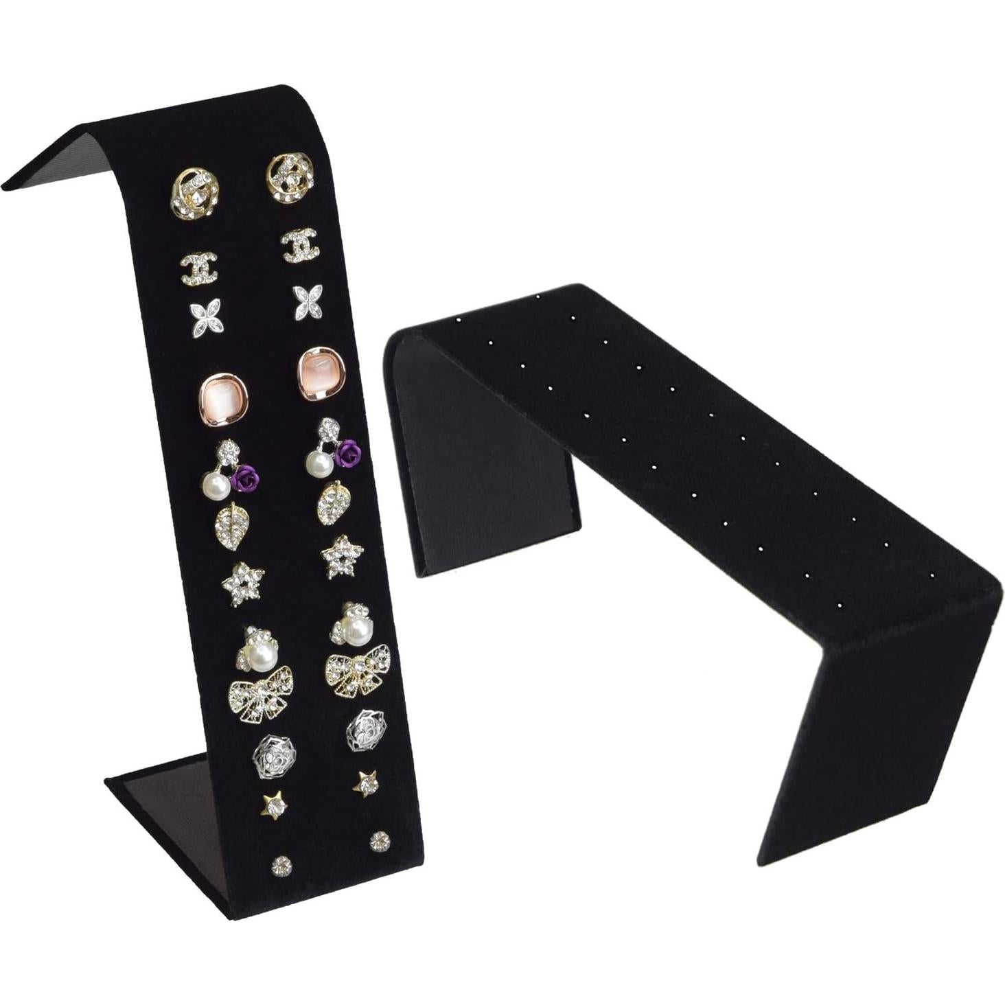 Soporte de Pendientes MOOCA 2 Piezas Ajustable Terciopelo Negro