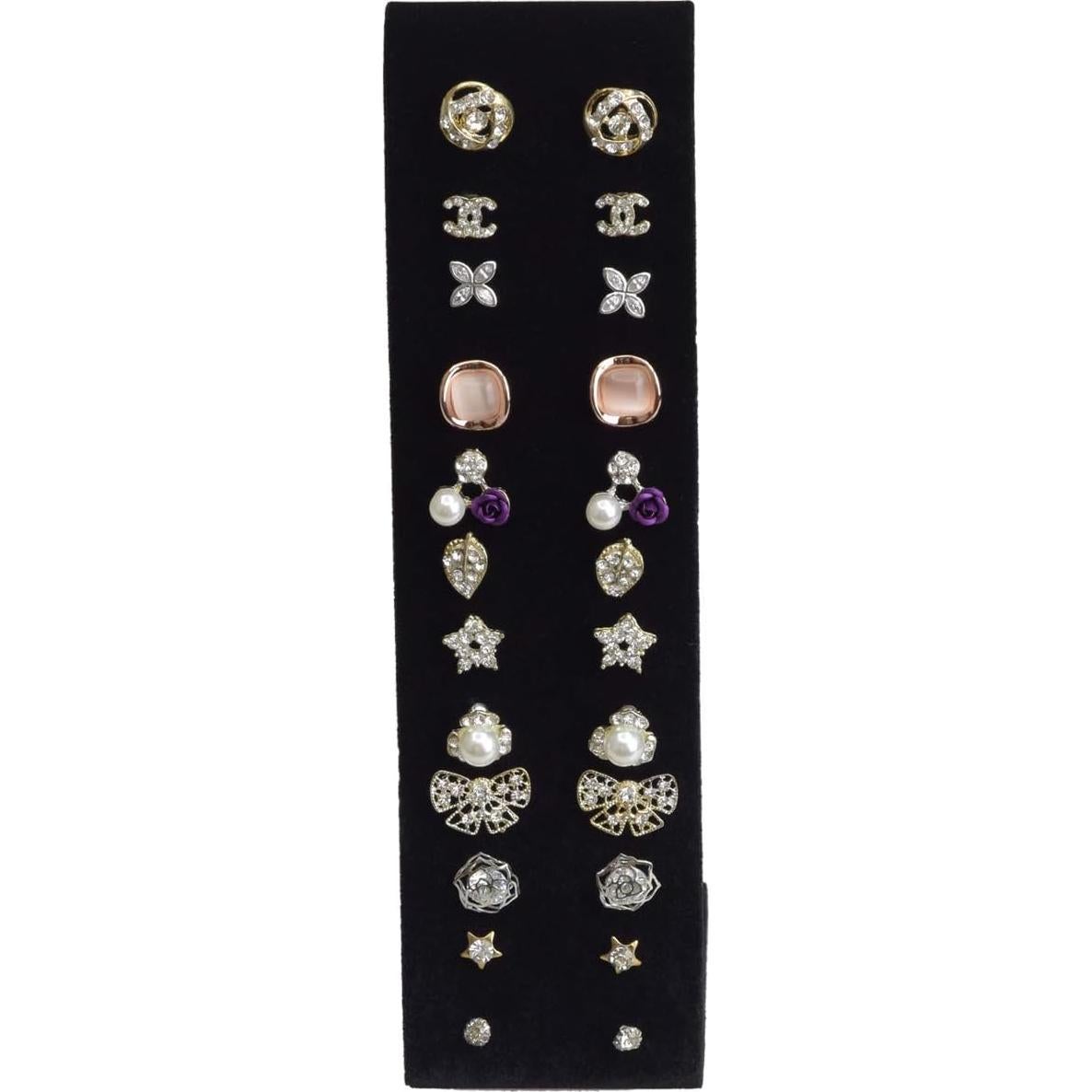 Soporte de Pendientes MOOCA 2 Piezas Ajustable Terciopelo Negro