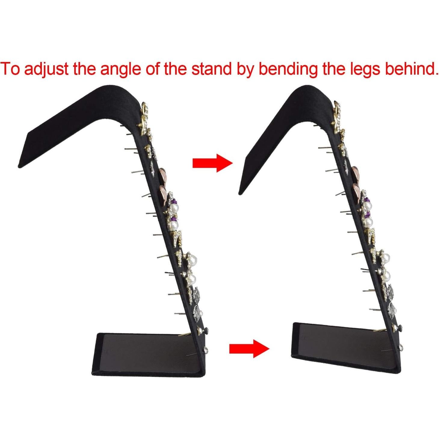 Soporte de Pendientes MOOCA 2 Piezas Ajustable Terciopelo Negro