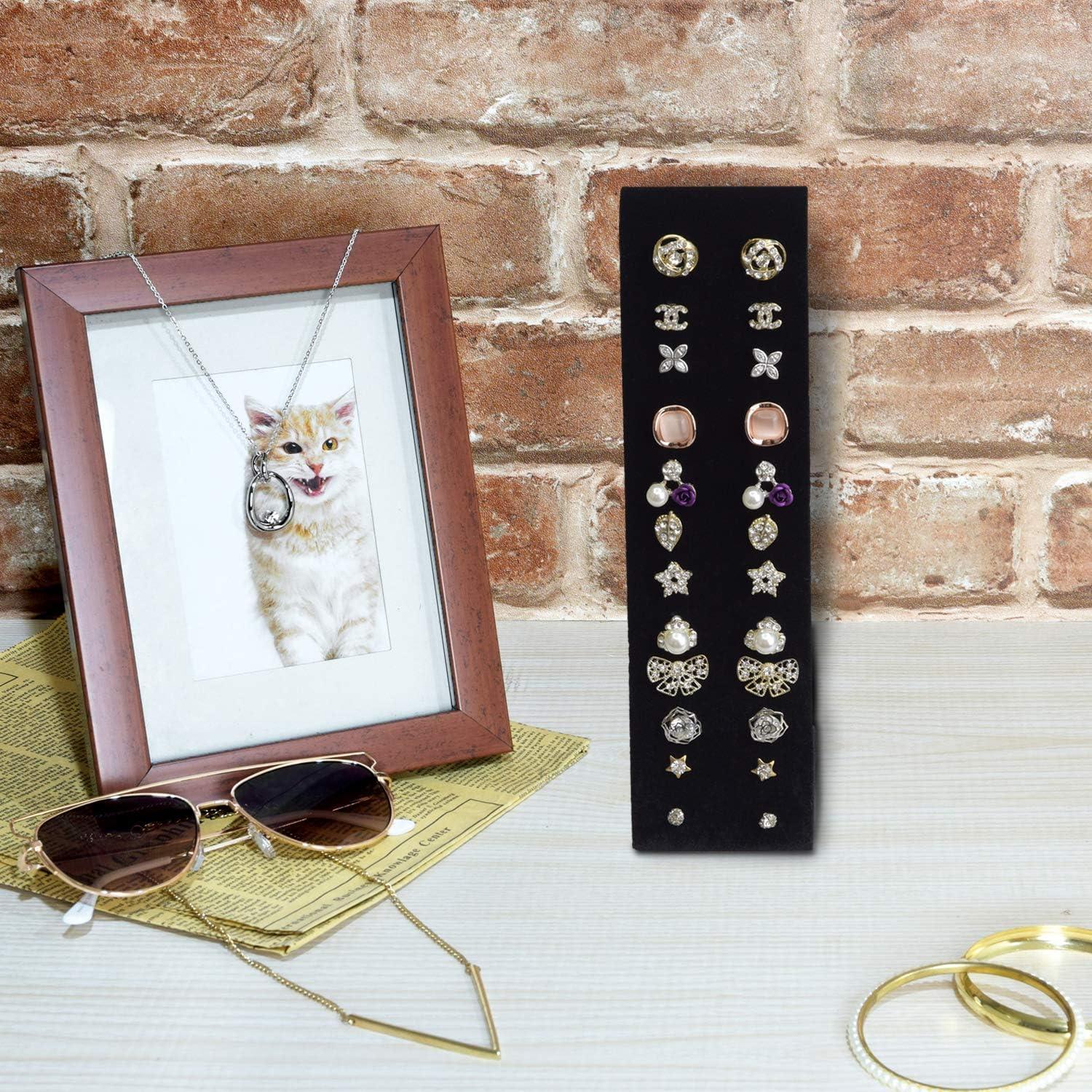 Soporte de Pendientes MOOCA 2 Piezas Ajustable Terciopelo Negro