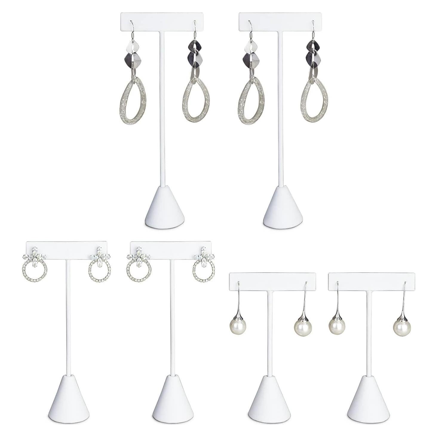 Set de 6 Soportes para Pendientes Ikee Design Cuero Blanco