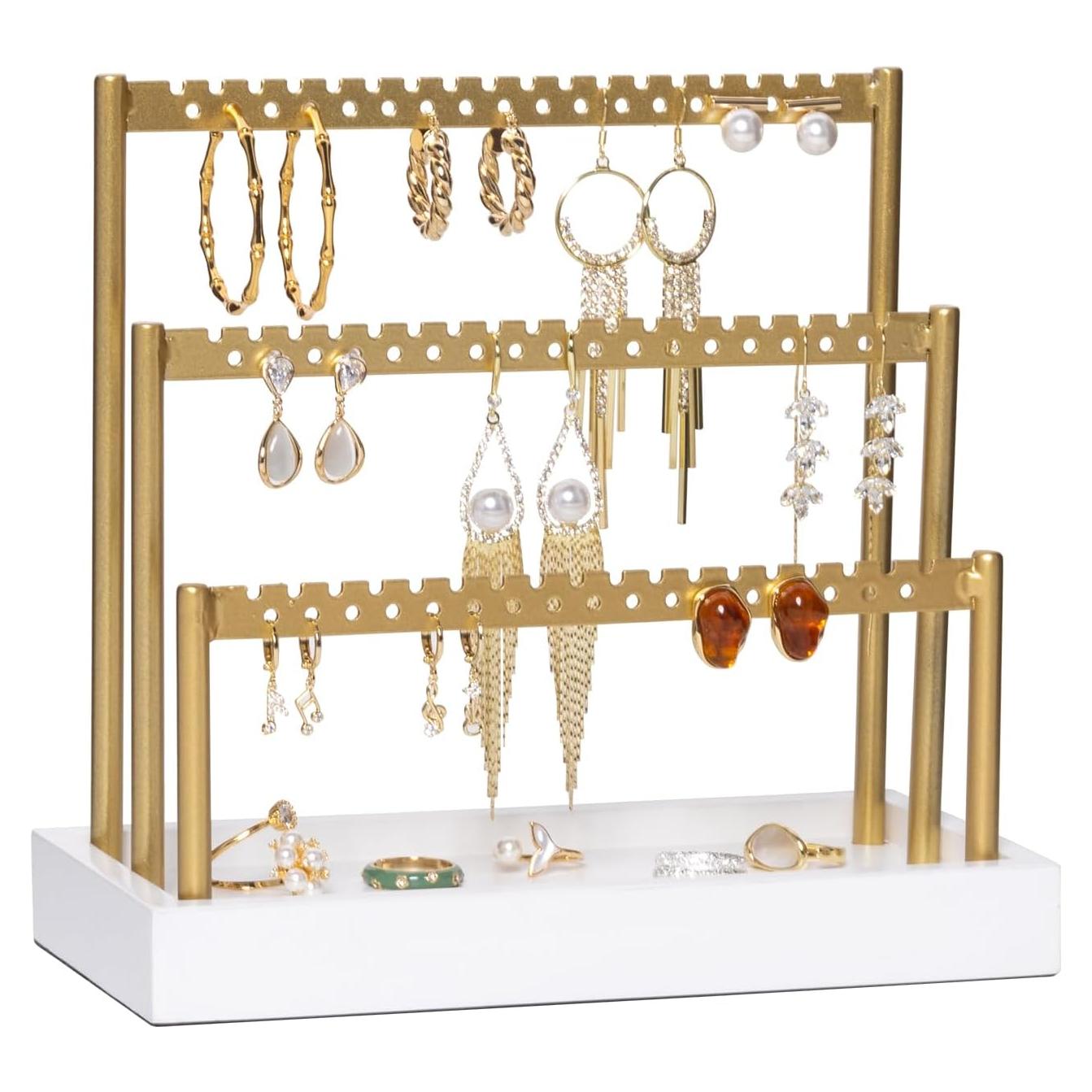 Soporte Organizador de Pendientes SANY DAYO HOME Dorado 3 Niveles