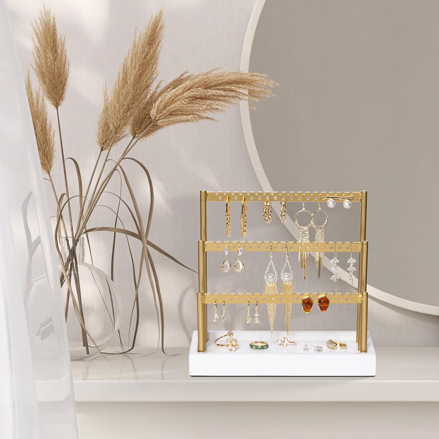 Soporte Organizador de Pendientes SANY DAYO HOME Dorado 3 Niveles