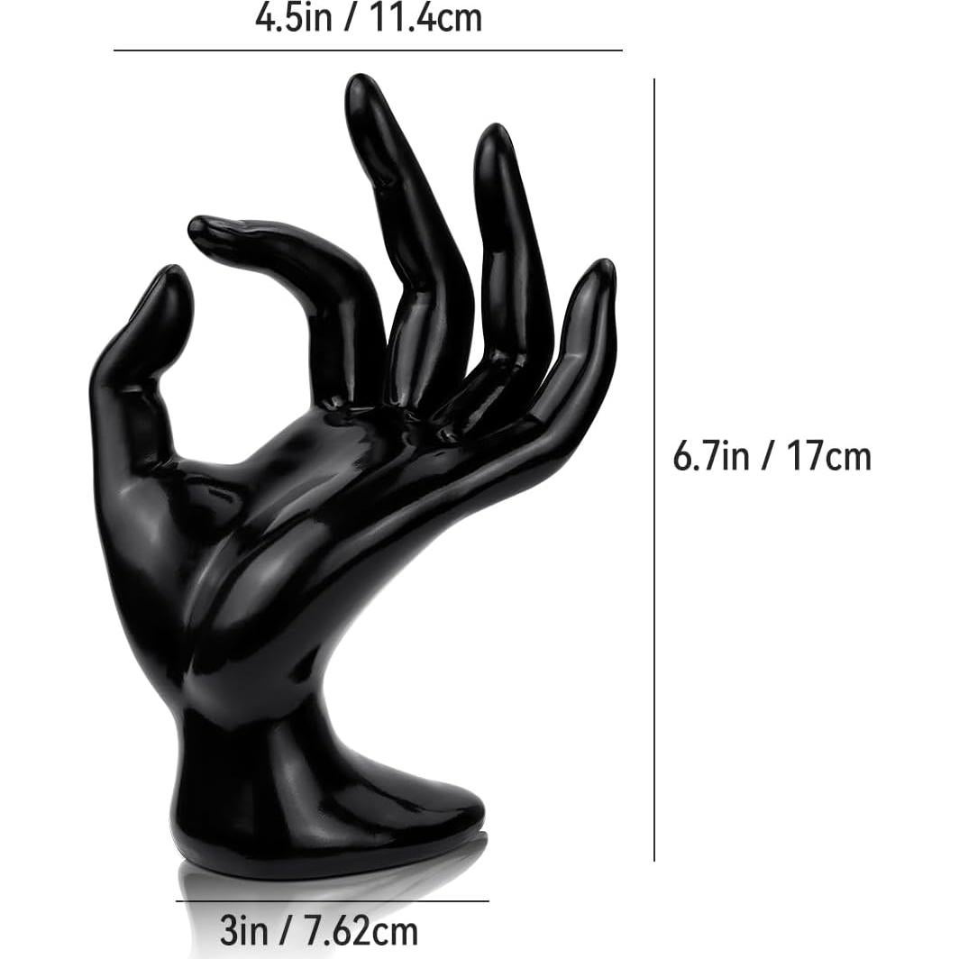 Soporte de Joyería en Forma de Mano Yuntop Negro 11.4x17 cm
