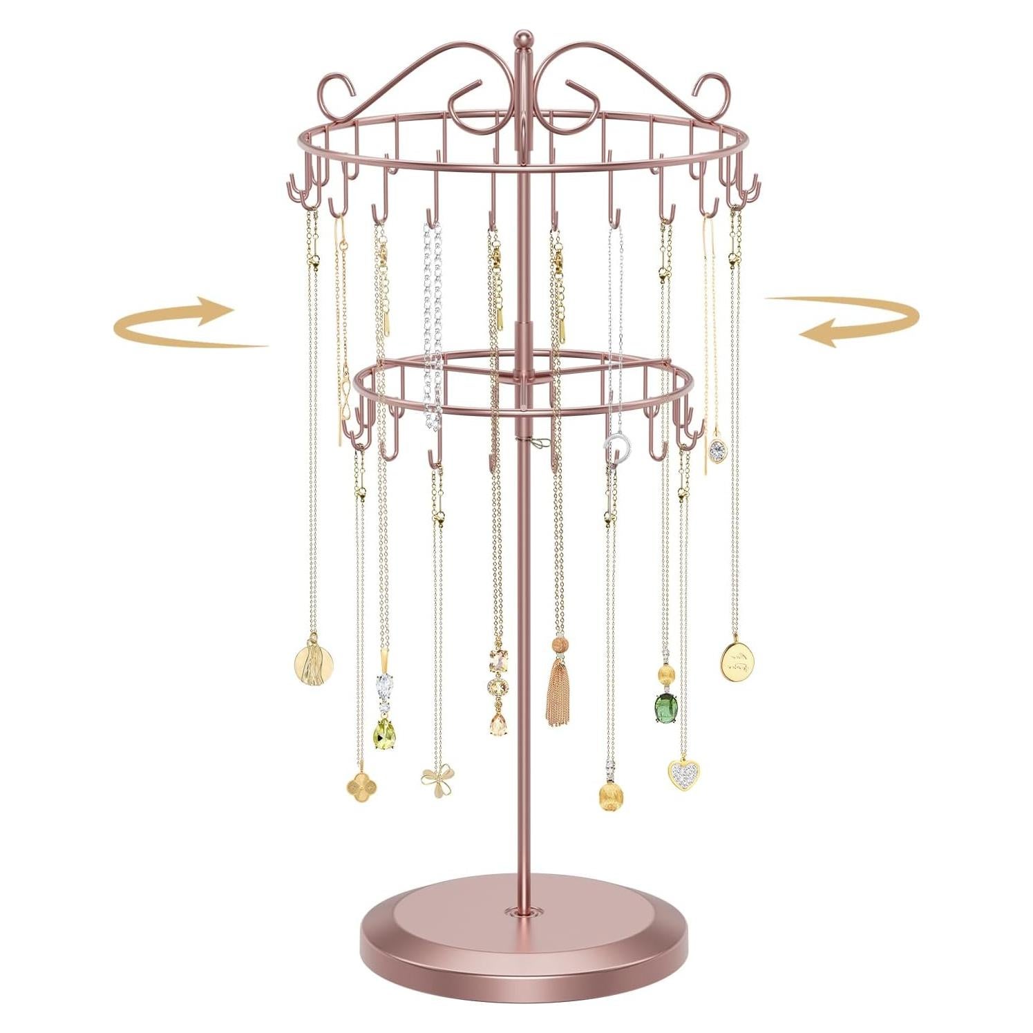 Soporte Organizador de Collares MODOWEY Oro Rosa 2 Niveles