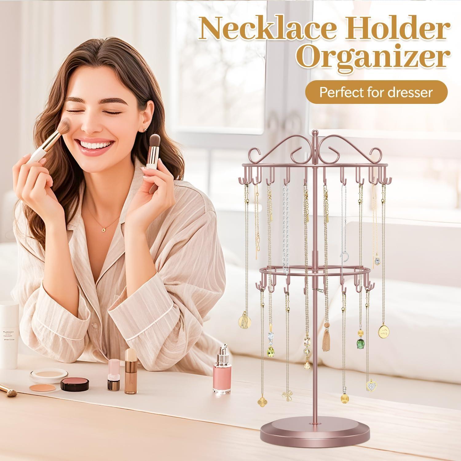 Soporte Organizador de Collares MODOWEY Oro Rosa 2 Niveles