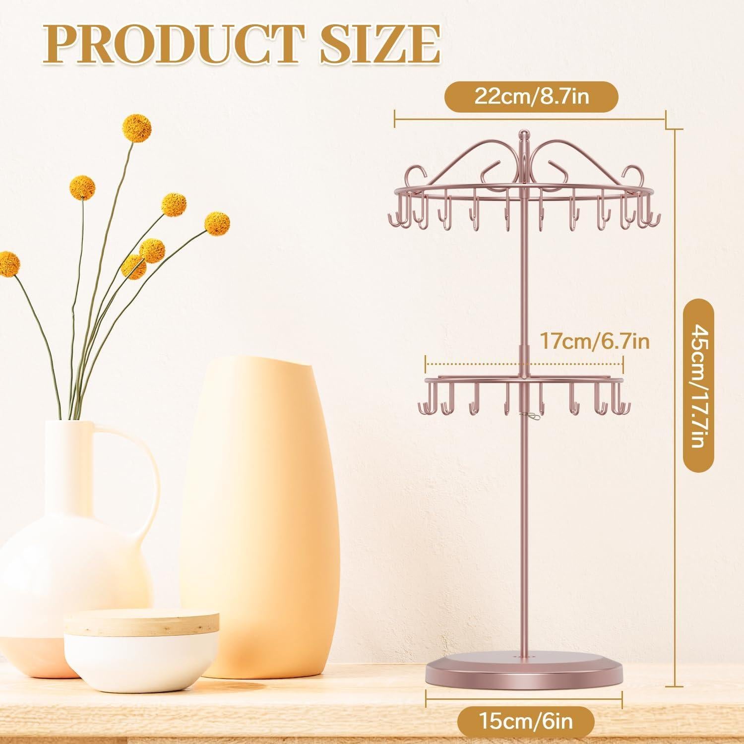 Soporte Organizador de Collares MODOWEY Oro Rosa 2 Niveles