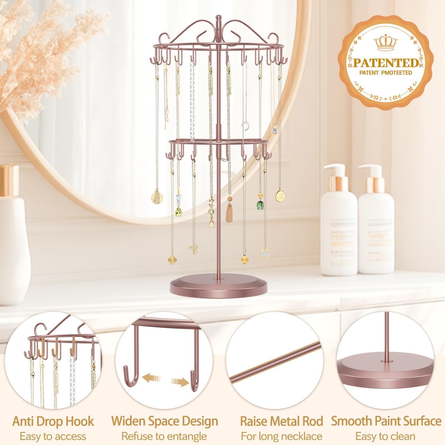 Soporte Organizador de Collares MODOWEY Oro Rosa 2 Niveles