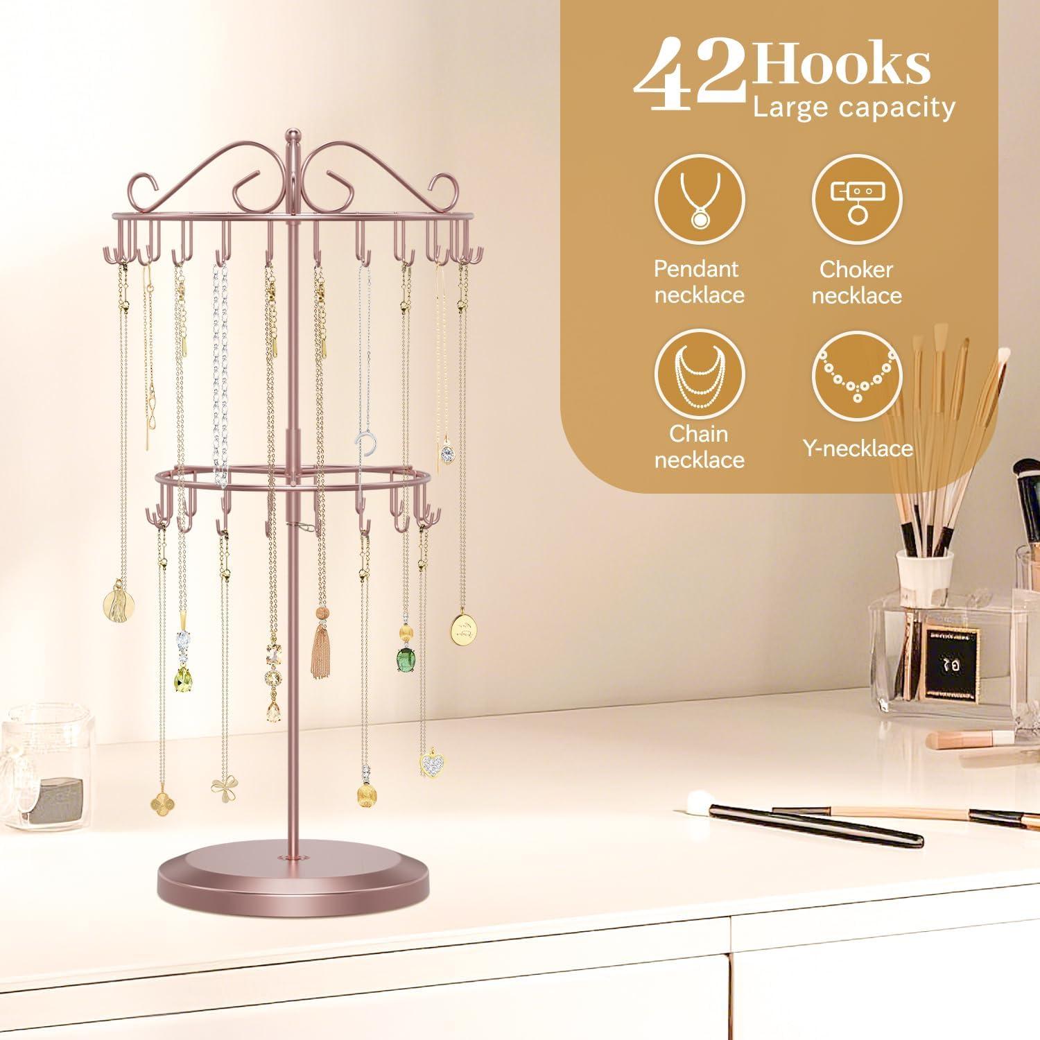 Soporte Organizador de Collares MODOWEY Oro Rosa 2 Niveles