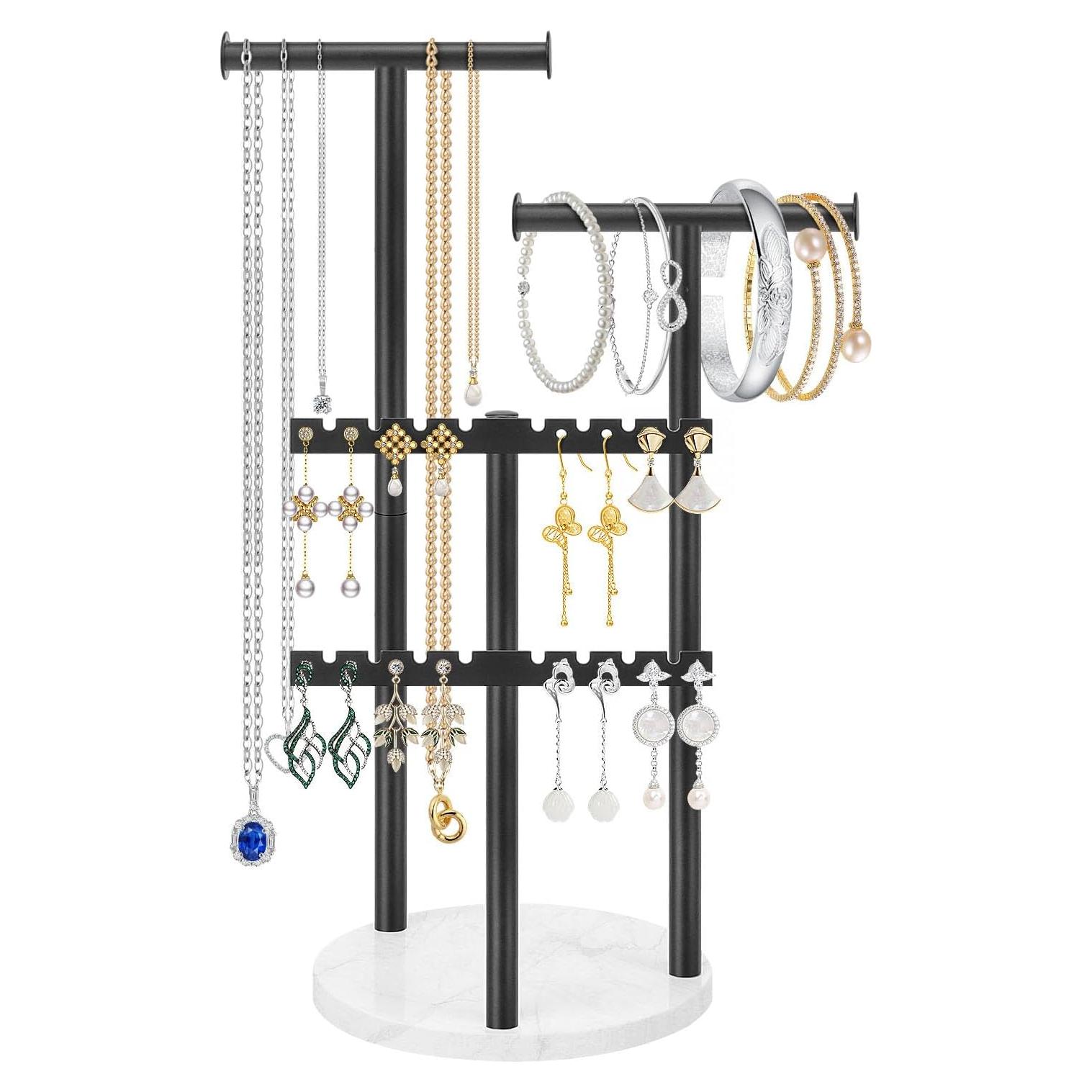 Soporte Organizador de Joyería Jeasor 33.99 cm Negro Metal