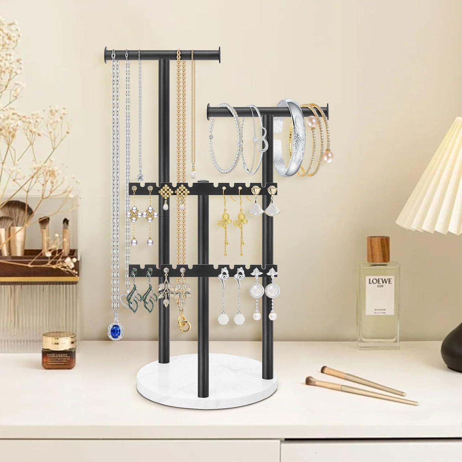 Soporte Organizador de Joyería Jeasor 33.99 cm Negro Metal