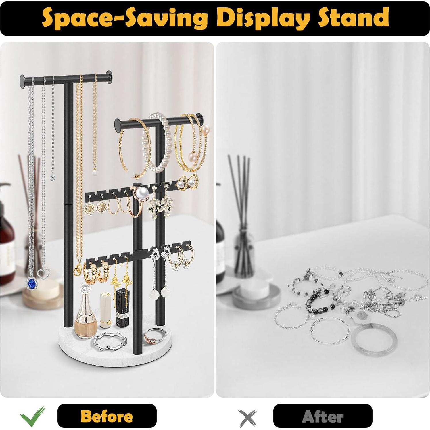 Soporte Organizador de Joyería Jeasor 33.99 cm Negro Metal